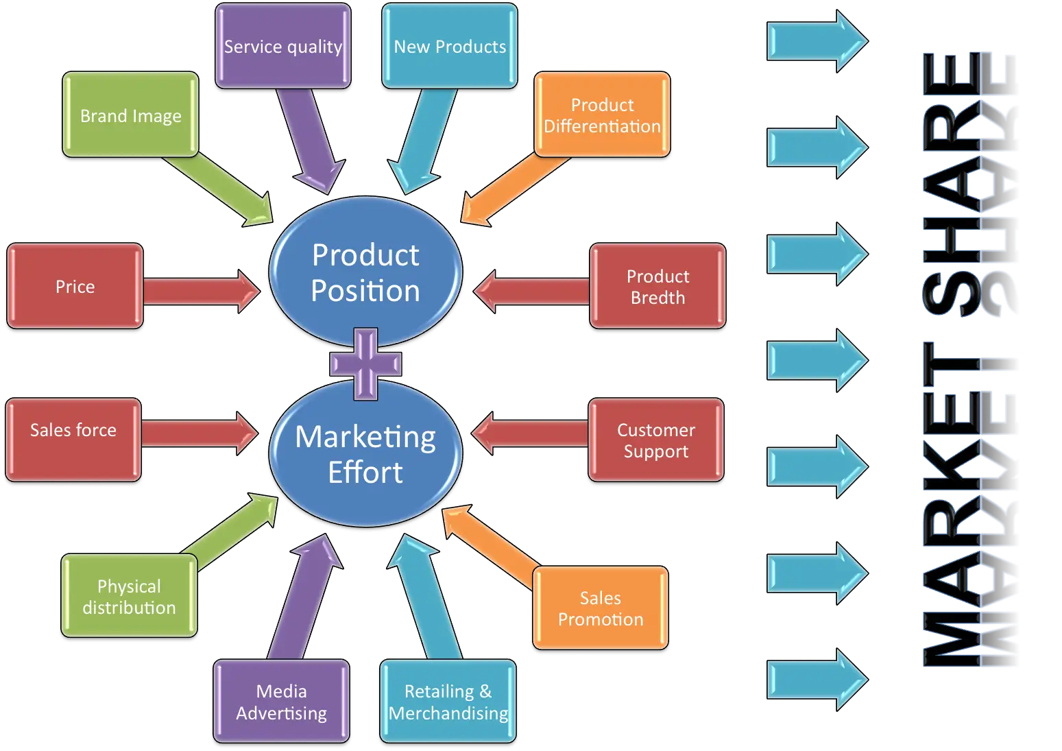 Market Share Diagram with Product Position and Marketing Effort