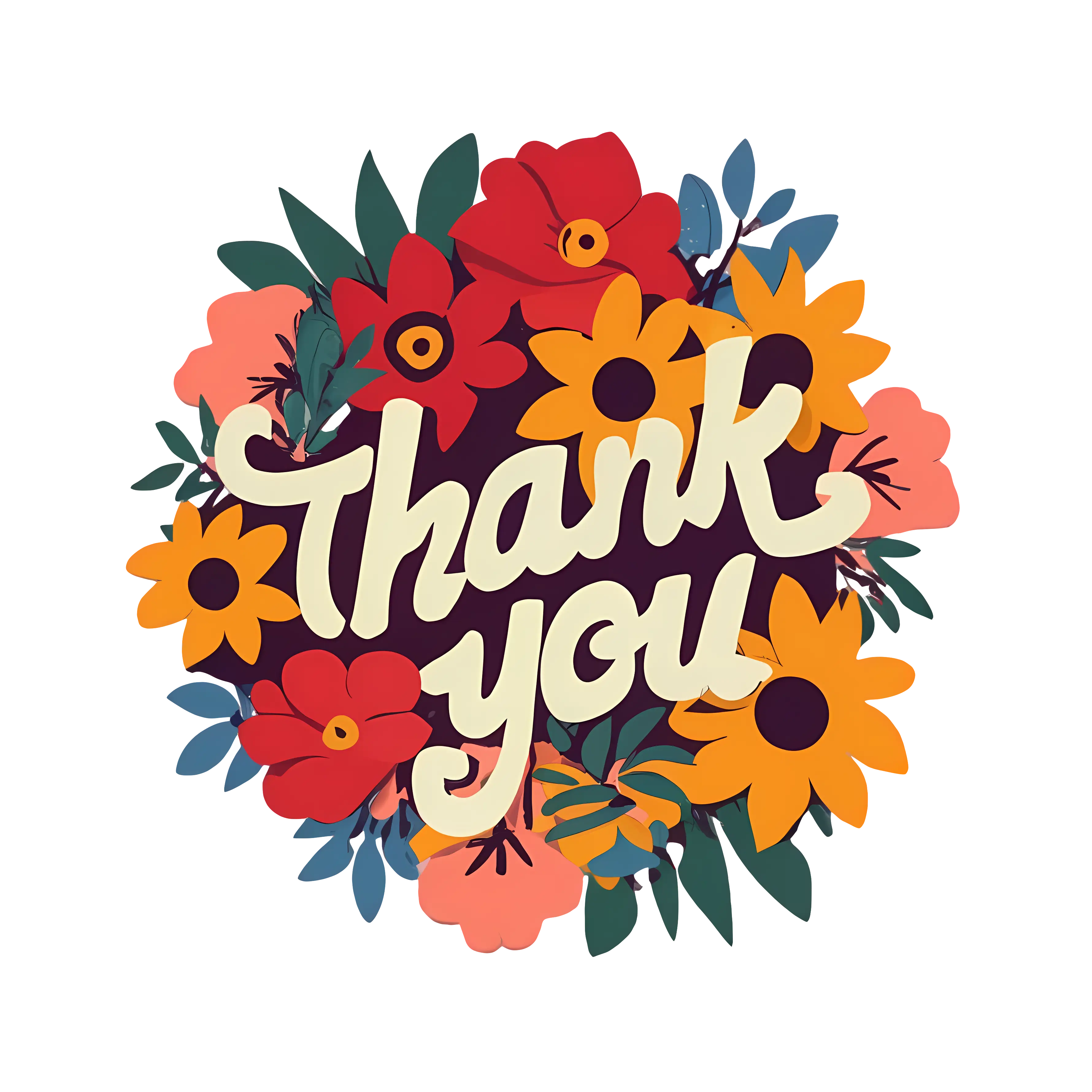 Thank You Card with Colorful Flowers