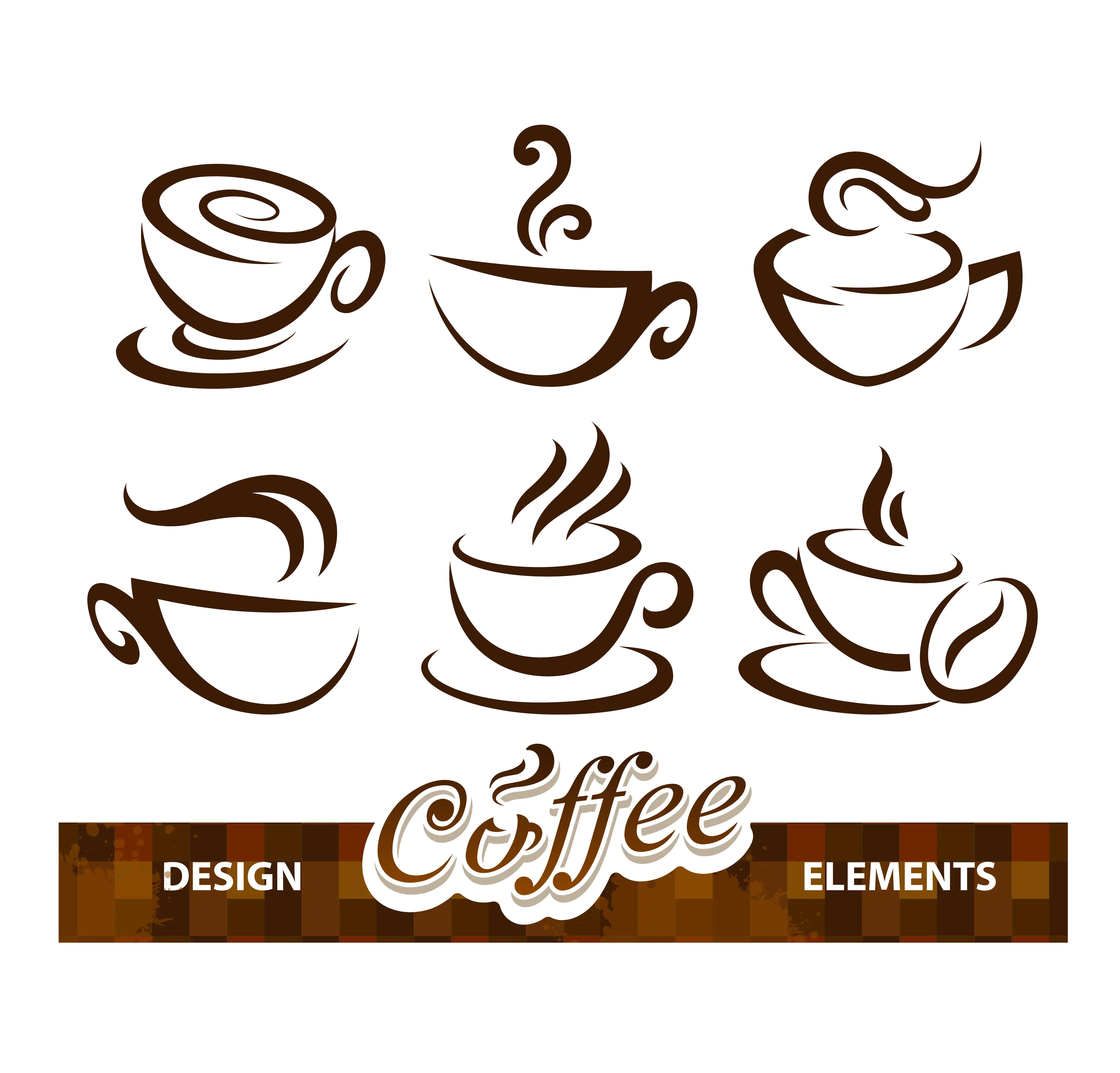 Stylized Coffee Cups Design Elements