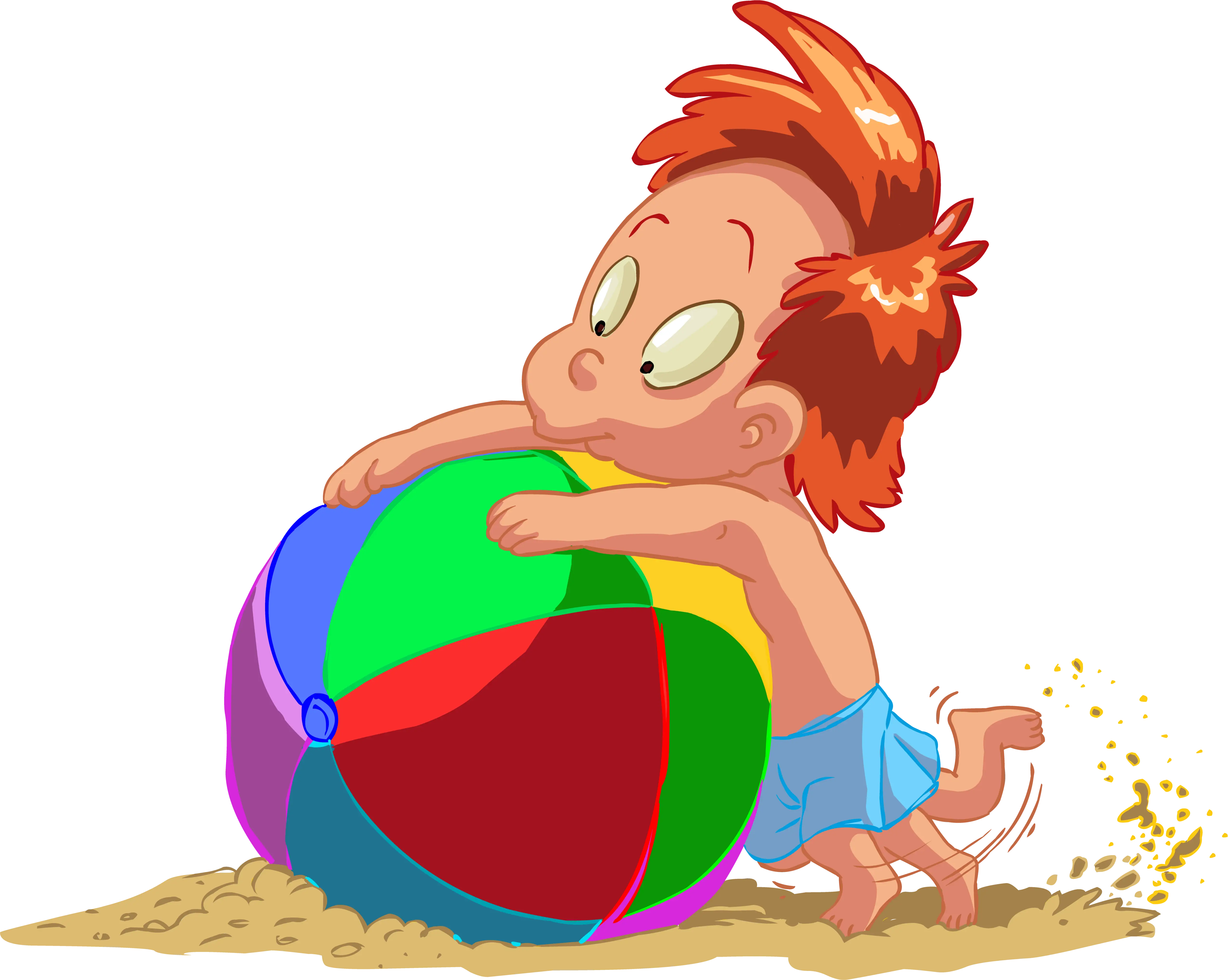 Boy Playing with Colorful Beach Ball