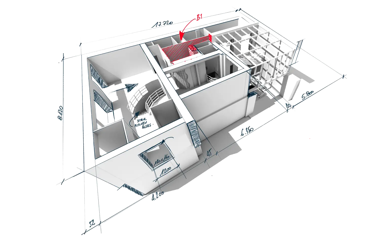 3D House Plan Blueprint