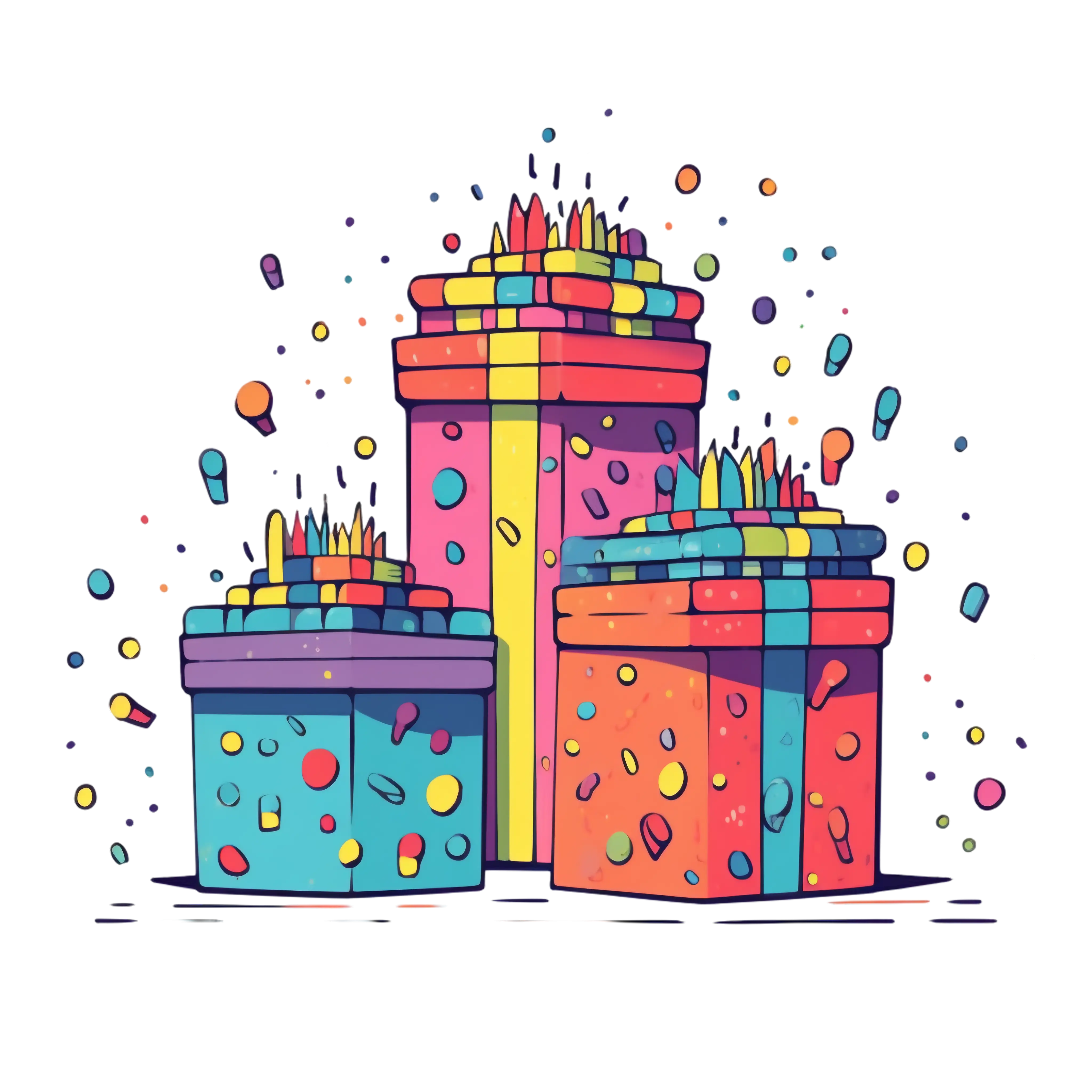 Colorful Gift Boxes with Confetti