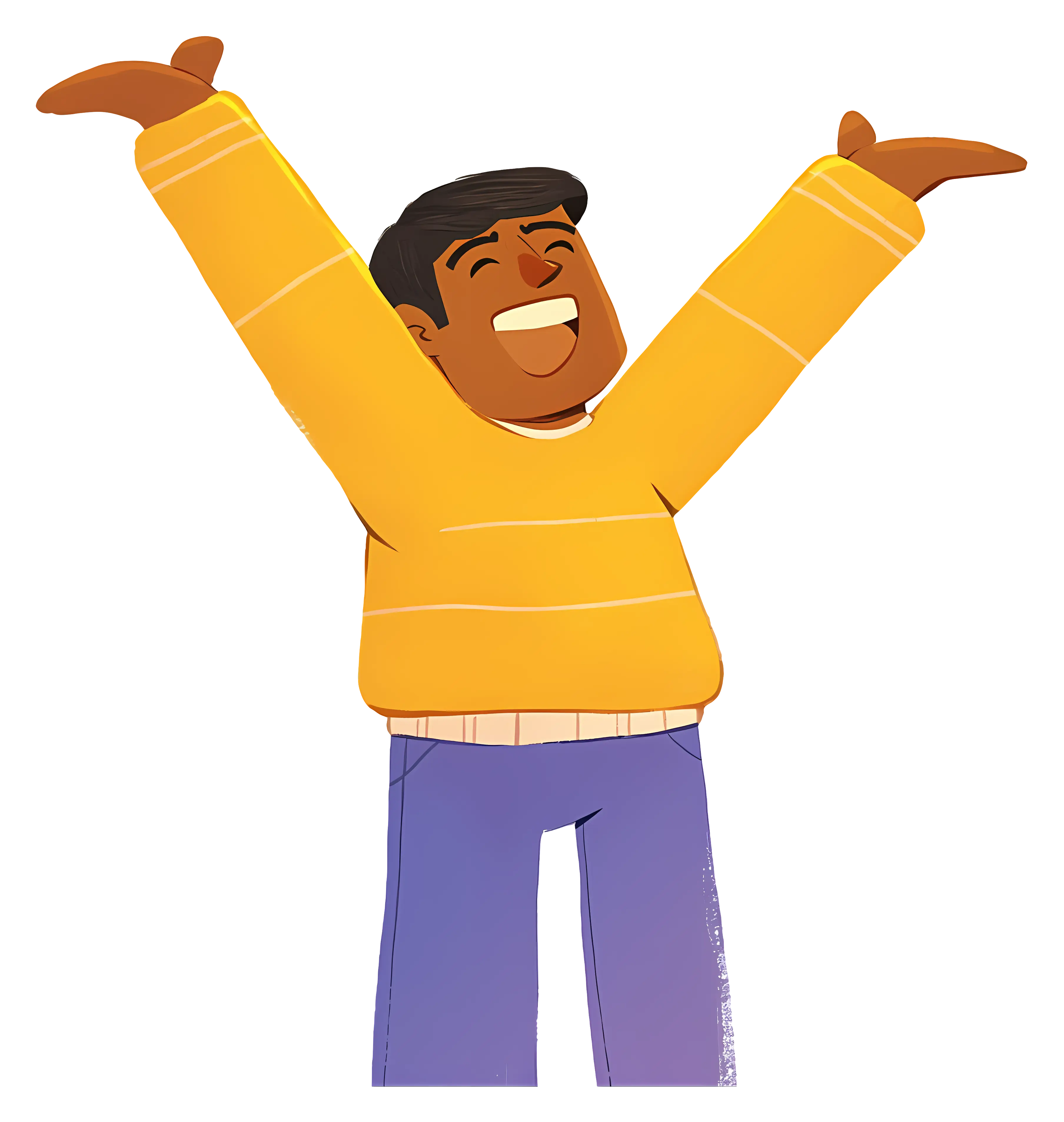 Happy Person with Raised Arms