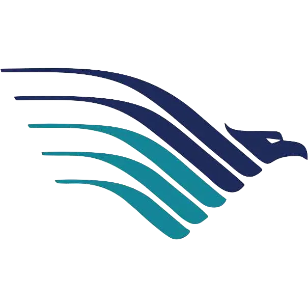 Stylized Eagle Logo with Blue and Teal Wings