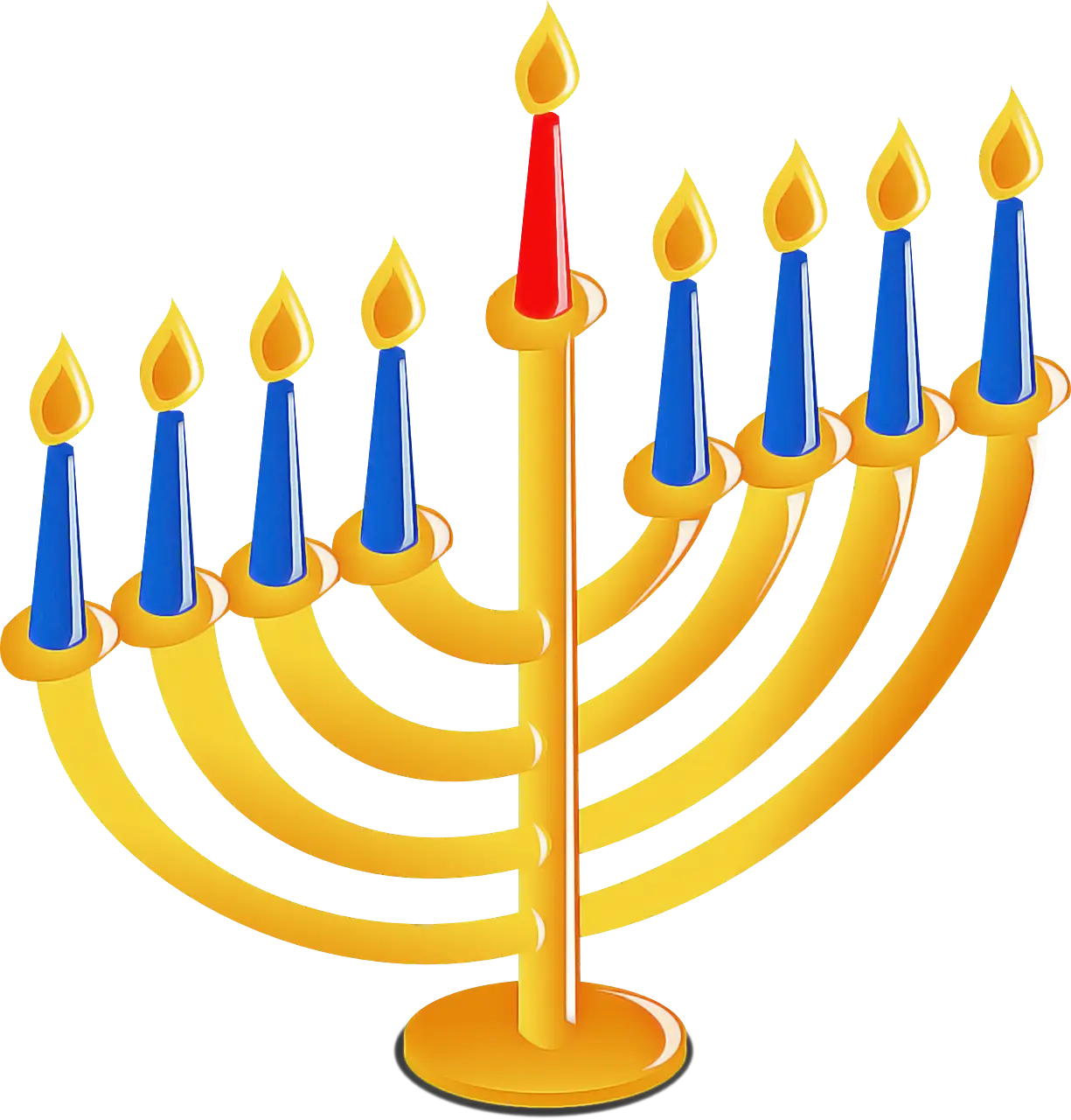Menorah with Lit Candles for Hanukkah Celebration