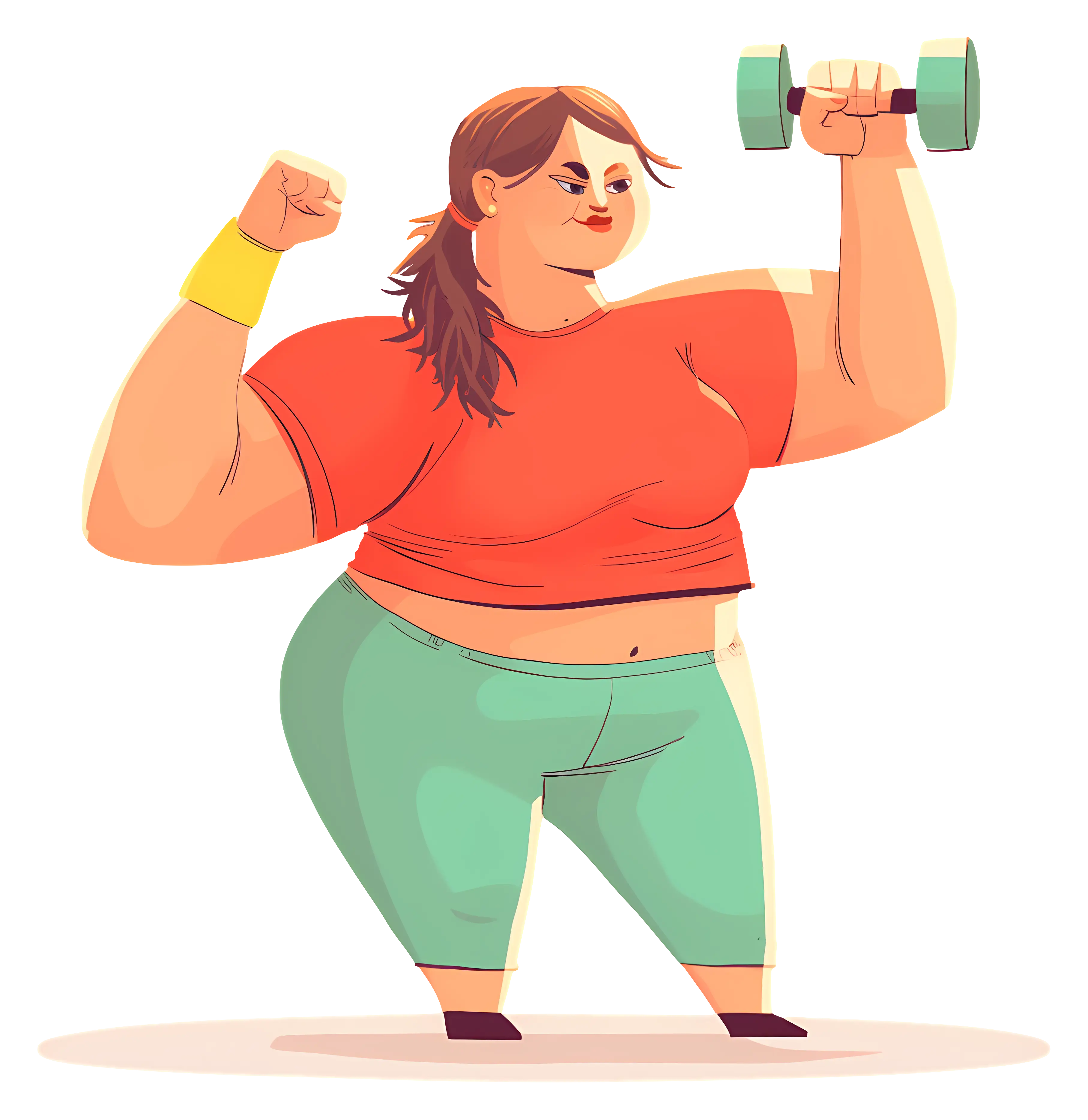 Strong Woman with Dumbbell Illustration