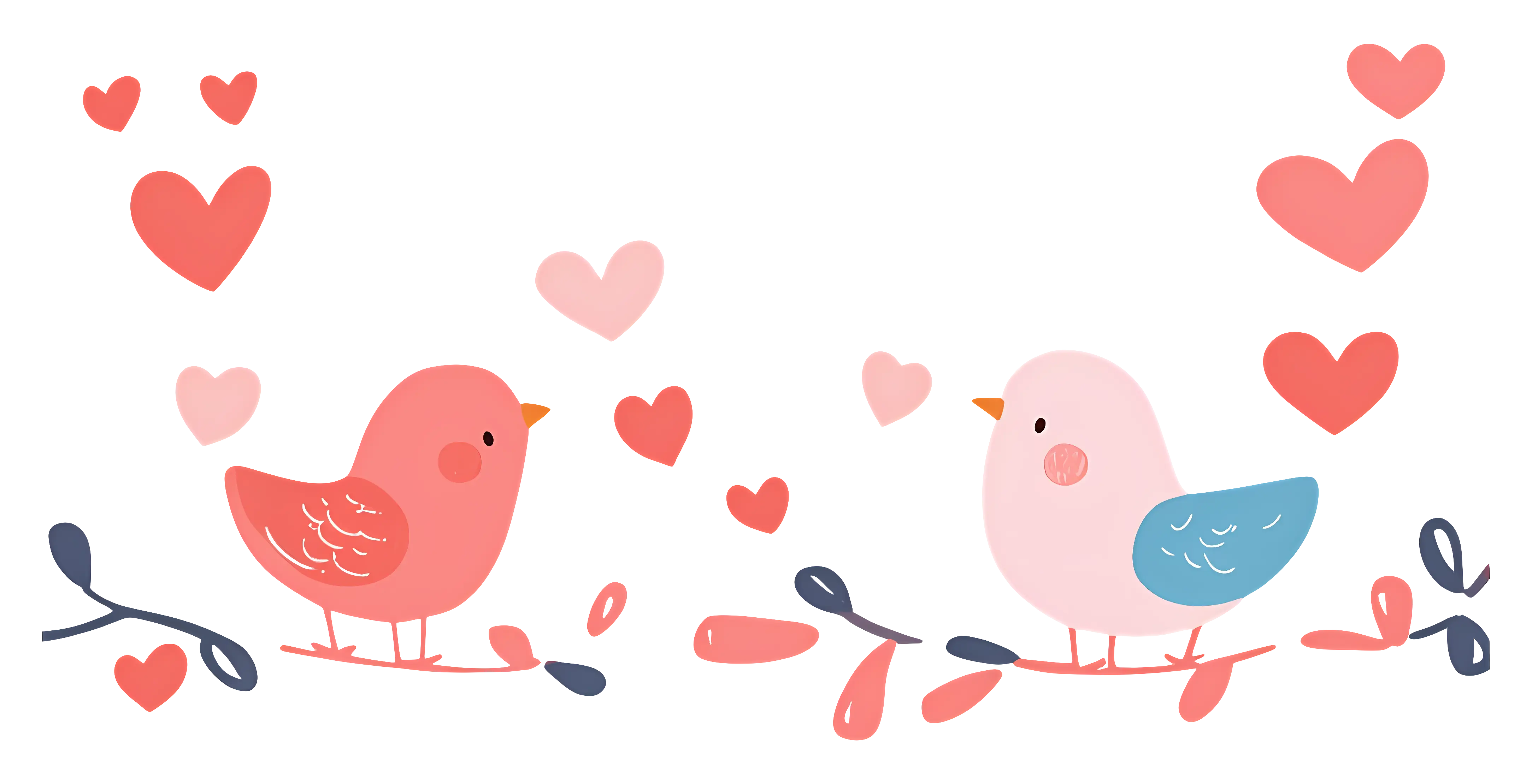 Cute Birds with Hearts