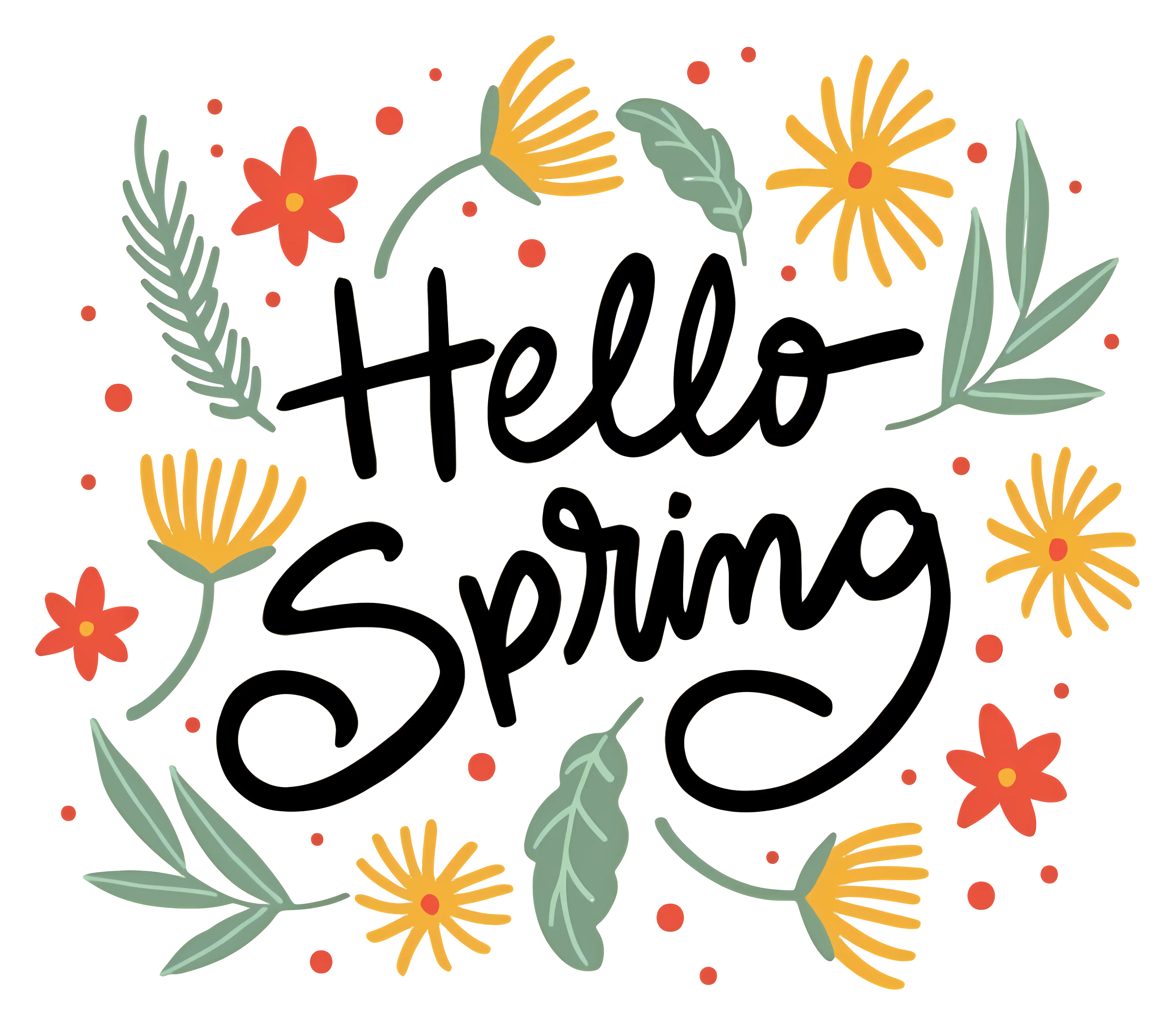 Hello Spring Seasonal Greeting with Flowers