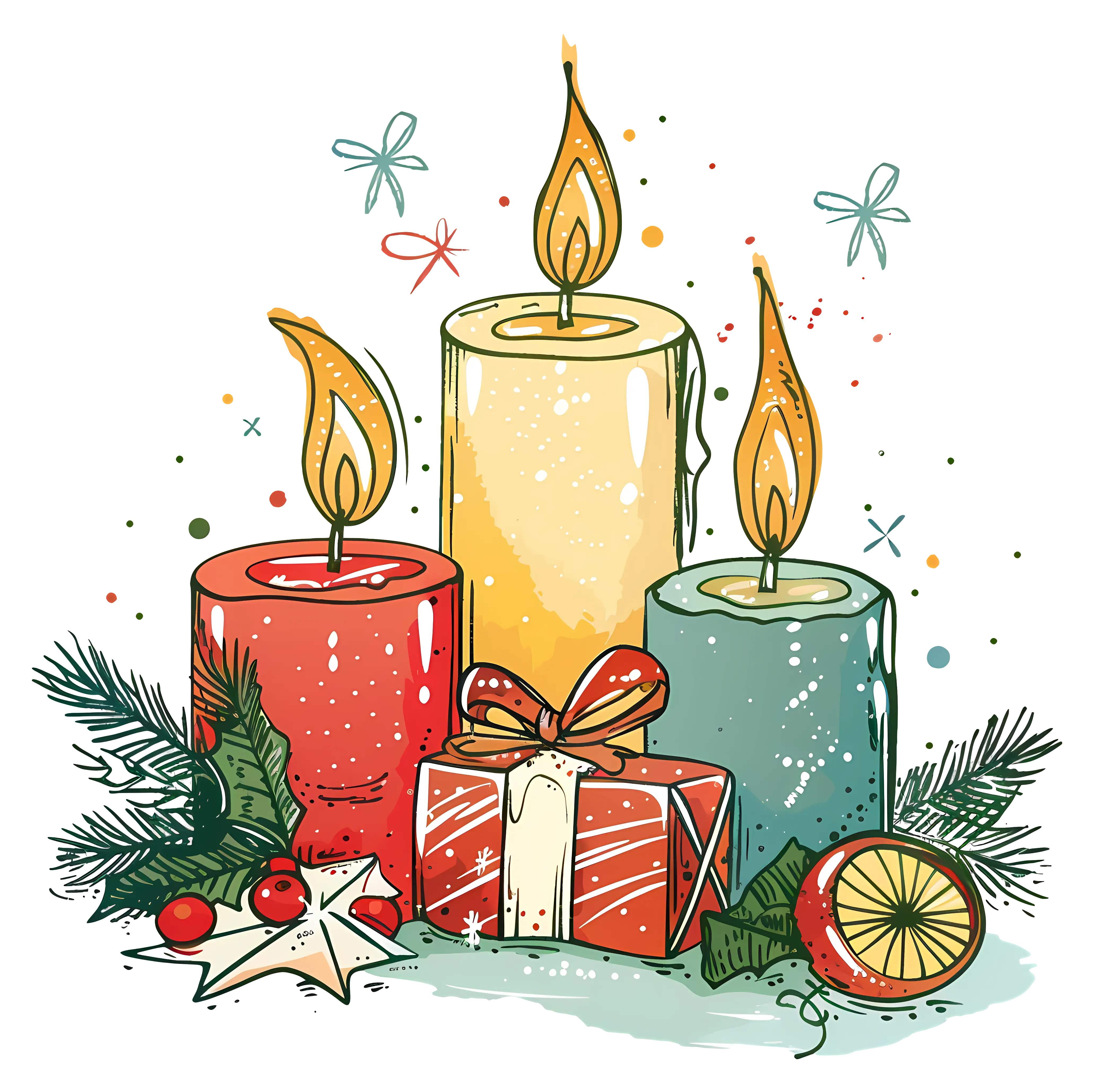 Beautiful Decorative Christmas Candles with Festive Arrangement