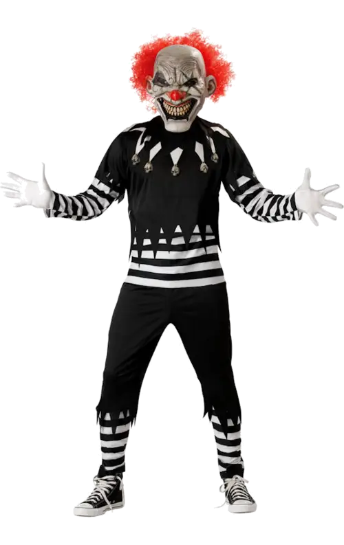 Scary Clown in Striped Costume