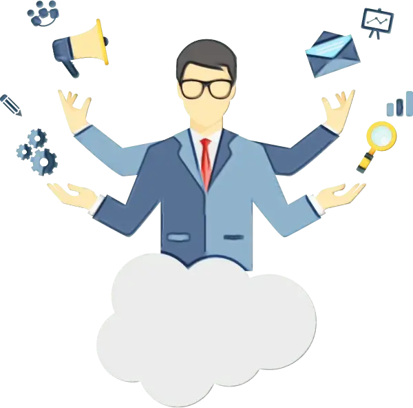 Businessman Multitasking Illustration for Productivity