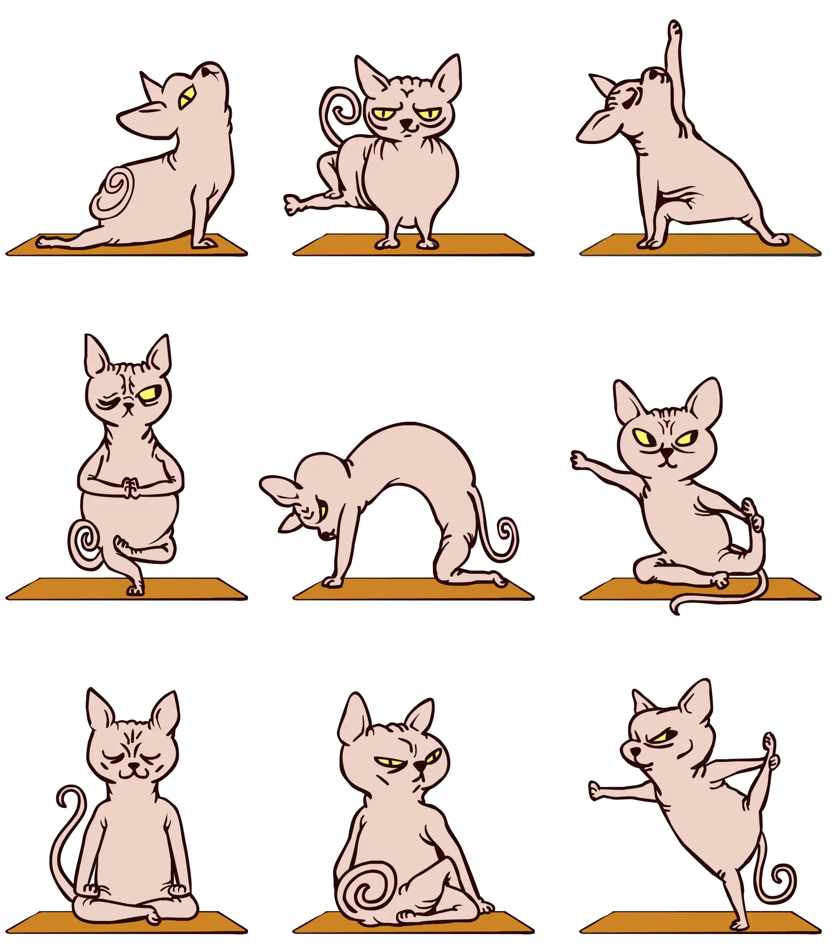 Cute Yoga Cats Illustration