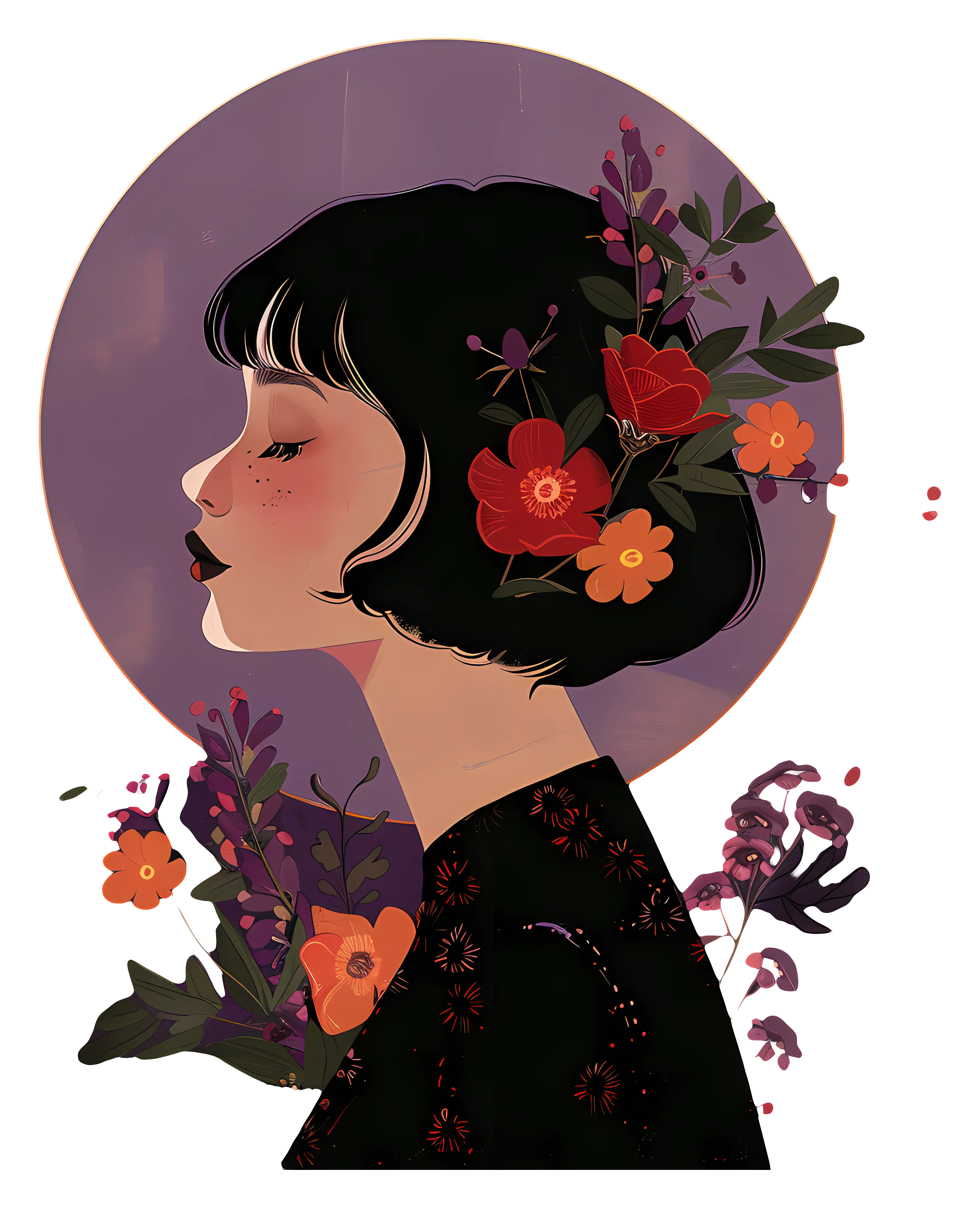 Artistic Woman with Flowers