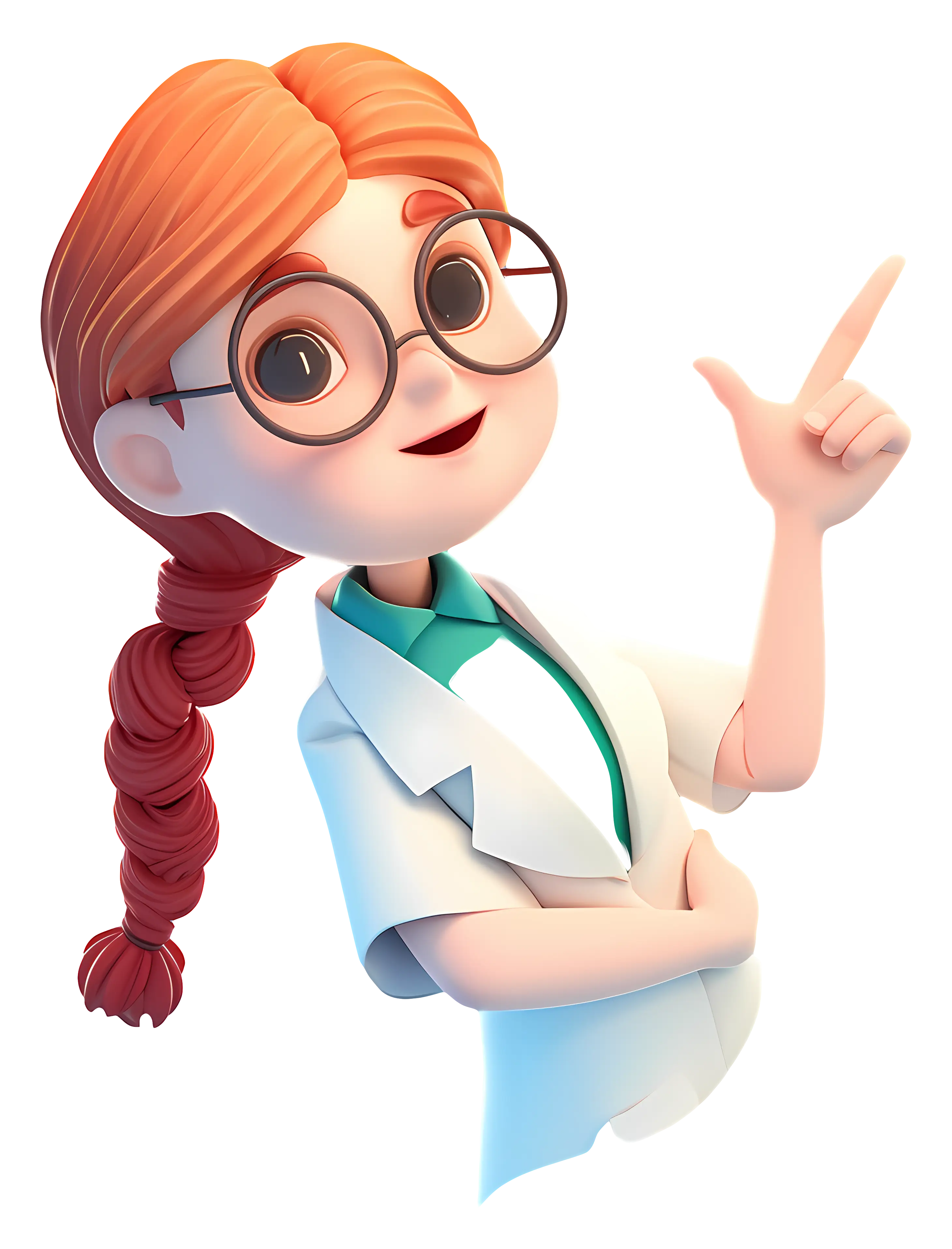 Female Cartoon Scientist with Glasses