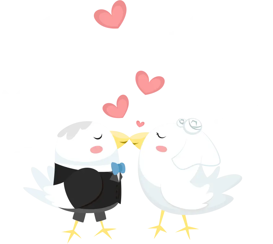 Love Birds with Hearts