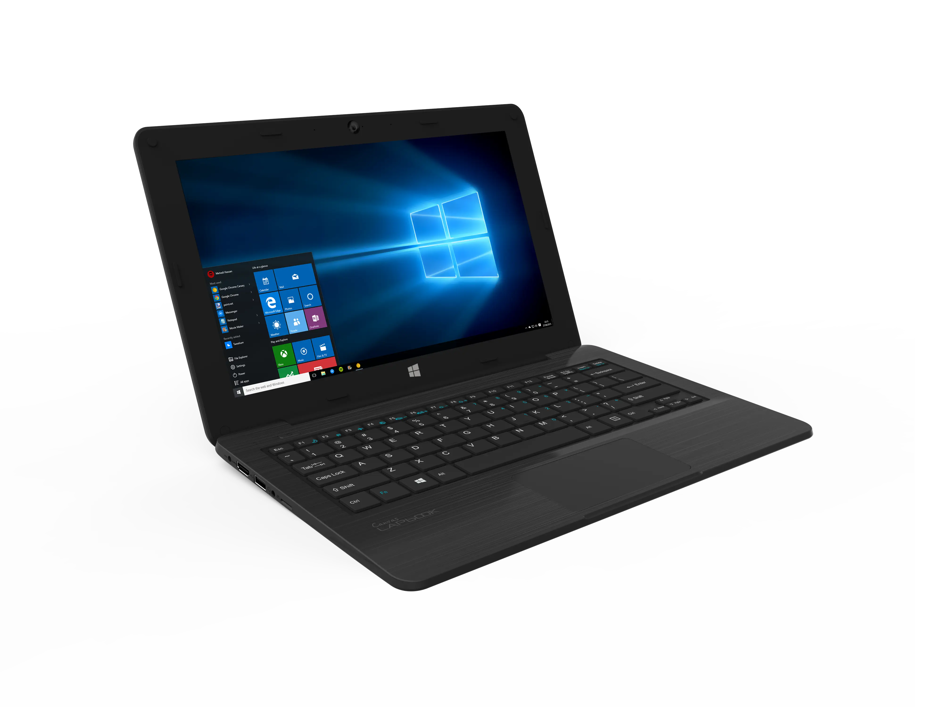 Black Laptop with Windows Interface