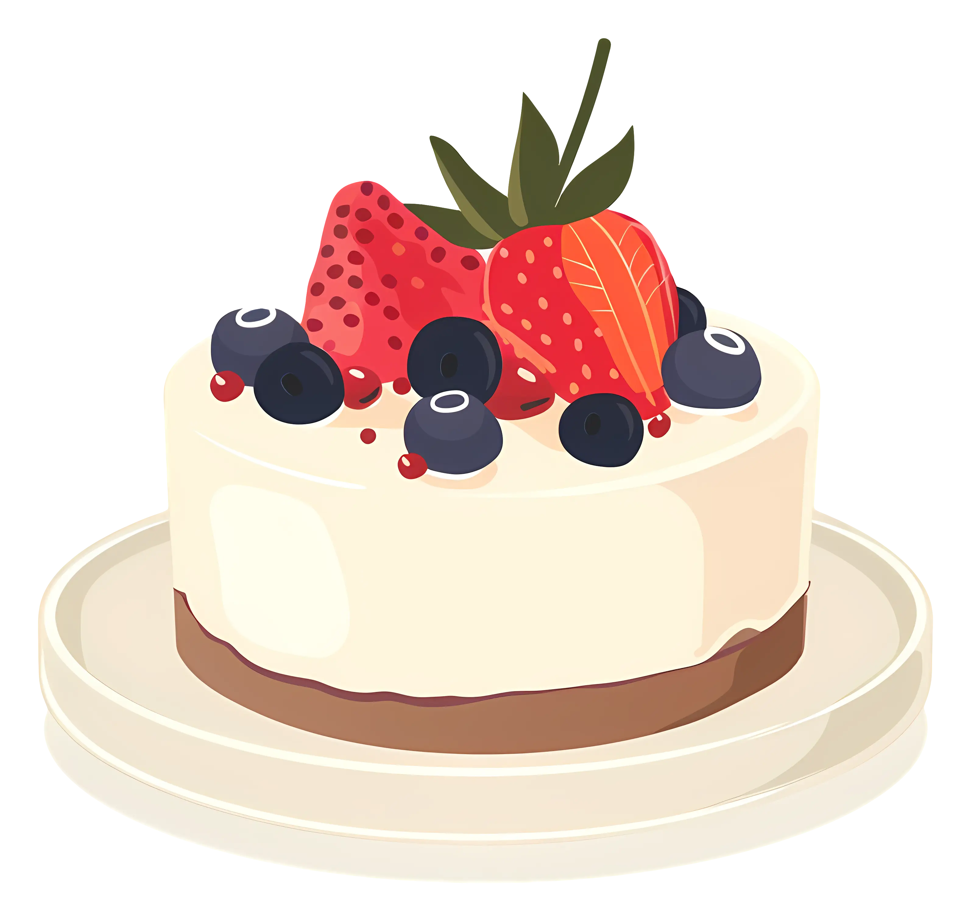 Cheesecake with Fresh Fruits Illustration