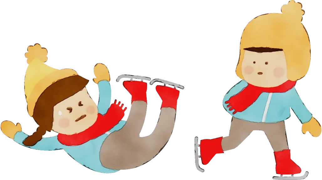 Children Ice Skating in Winter Fun