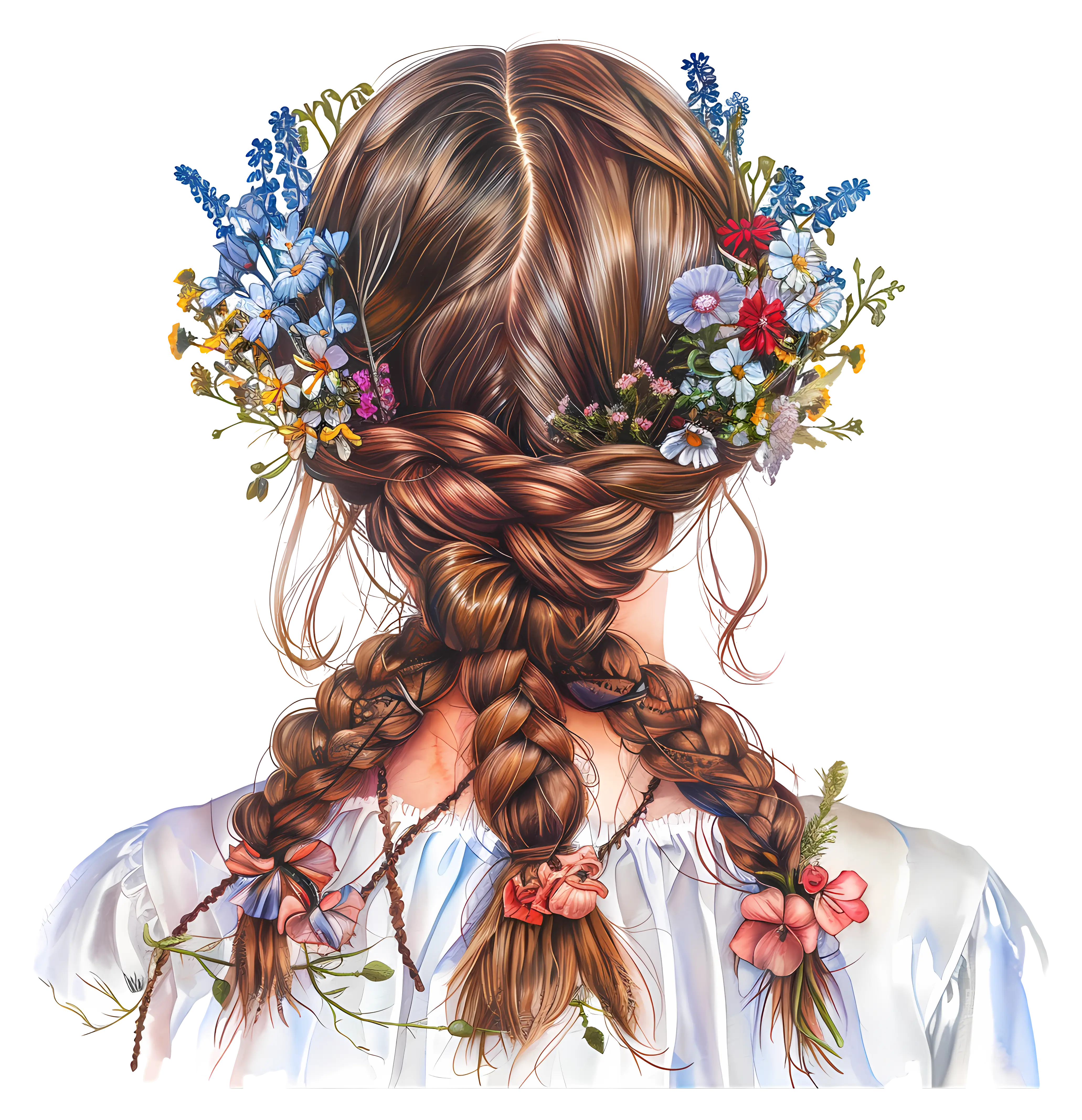 Beautiful Braided Hair with Floral Accents