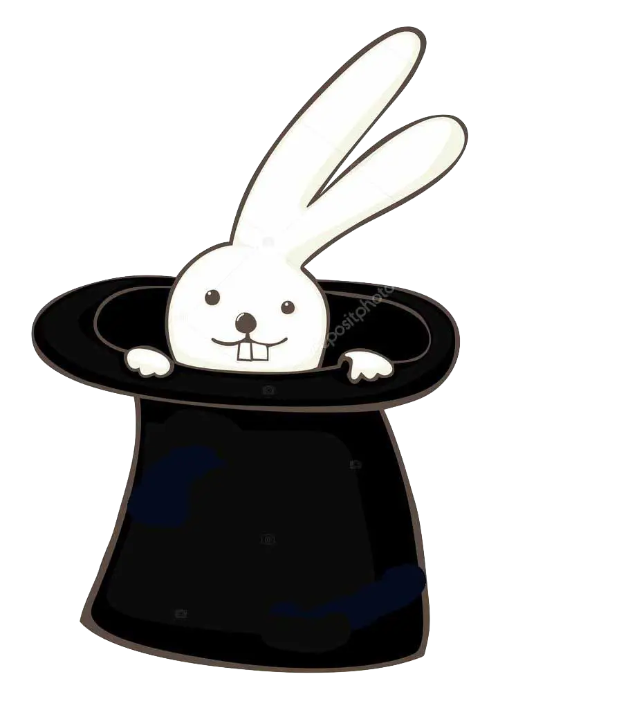 Rabbit in Hat Cartoon Illustration