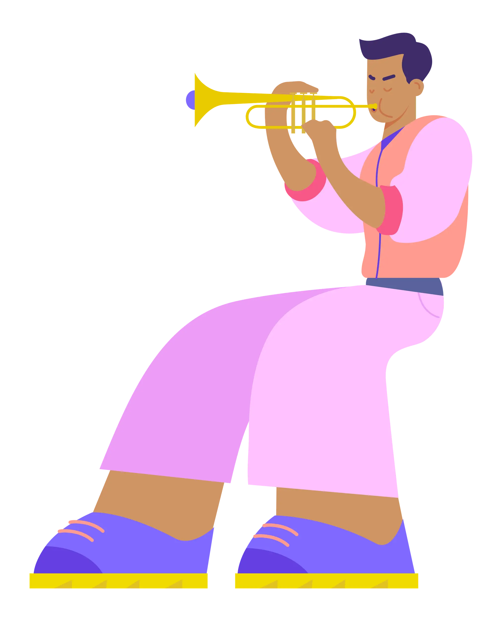 Bright Cartoon Trumpet Player Illustration