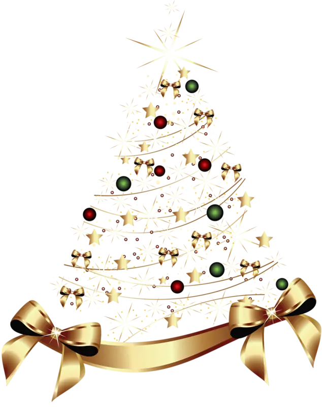 Festive Christmas Tree with Golden Ribbon