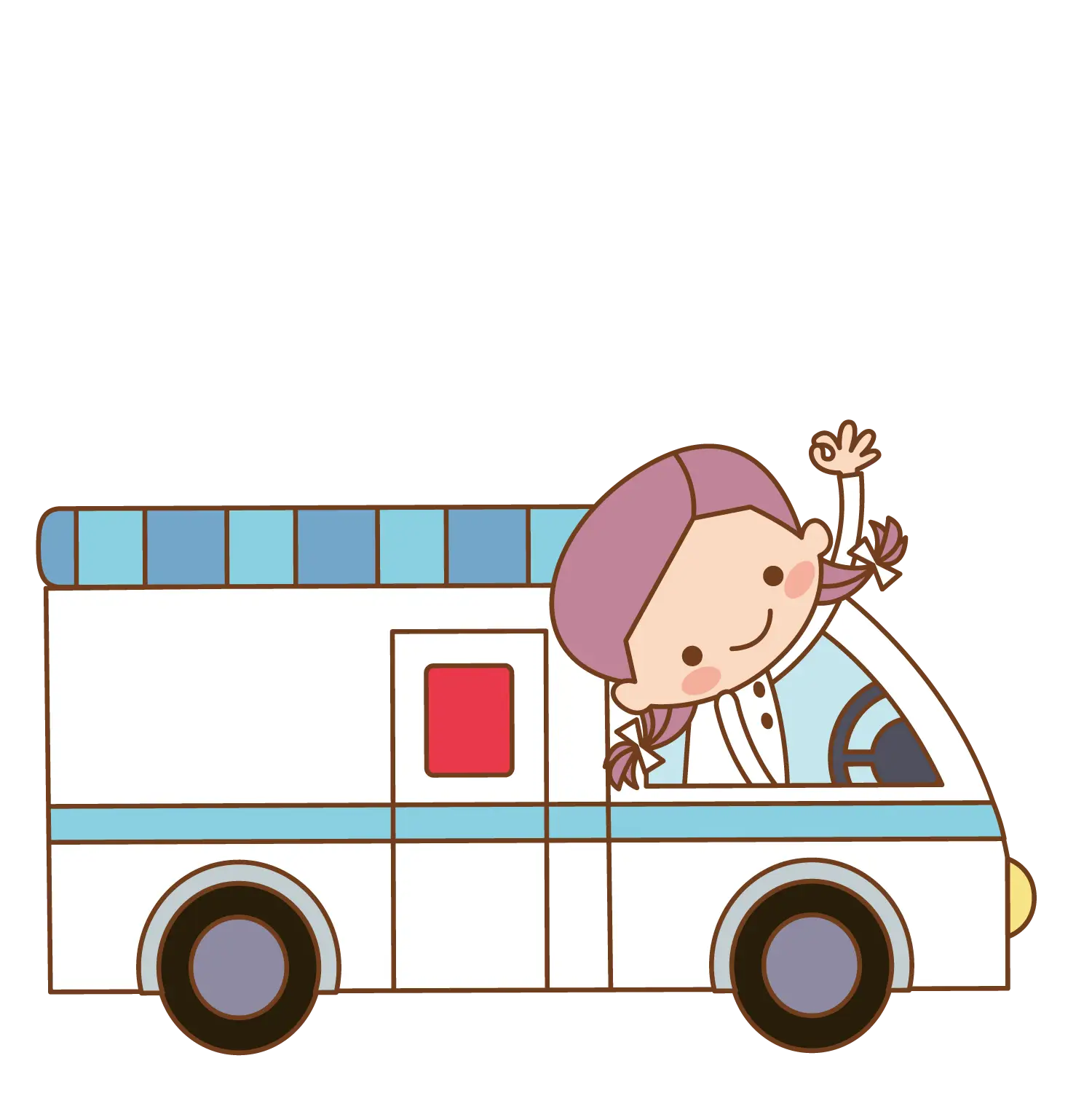 Cartoon Ambulance with Doctor