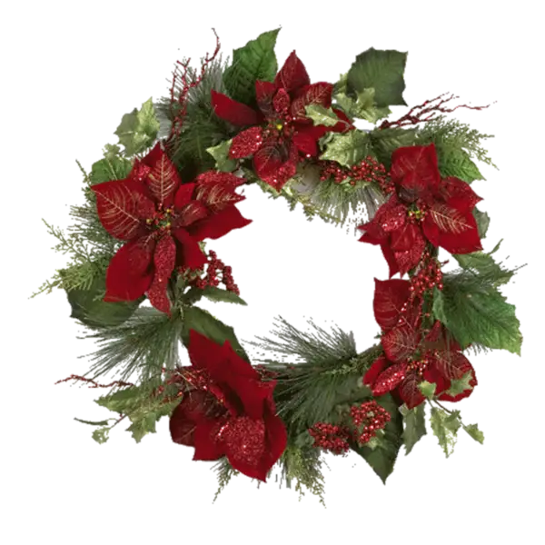 Festive Christmas Wreath with Poinsettias