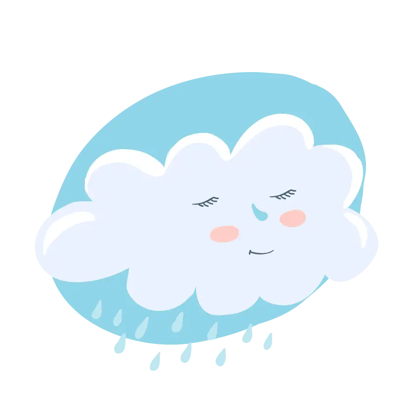 Smiling Cloud with Rain Cartoon