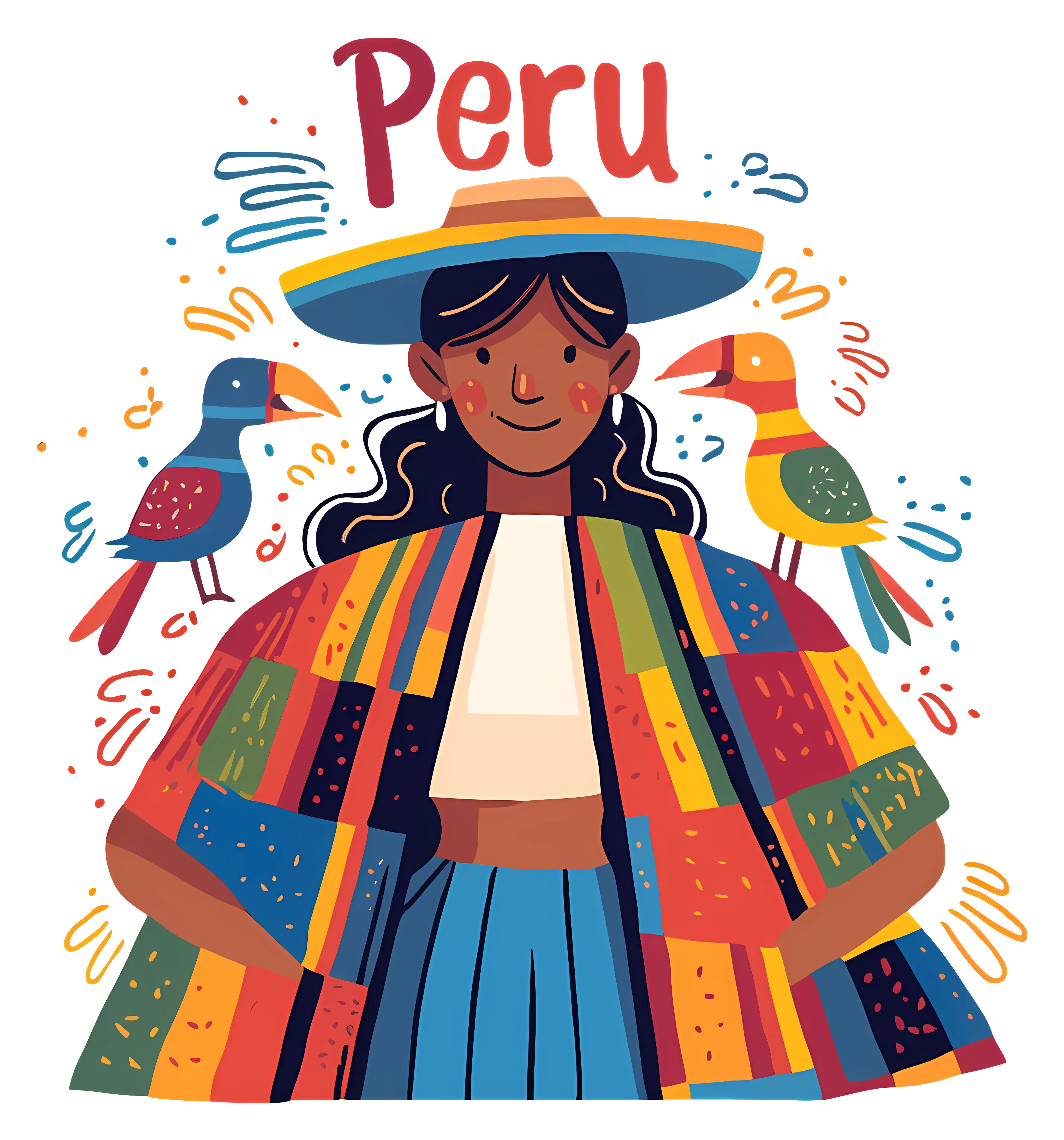Peruvian Woman with Colorful Birds