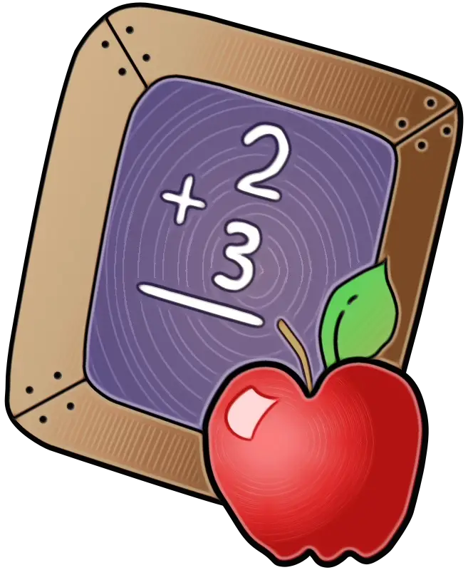 Chalkboard with Math Equation and Apple