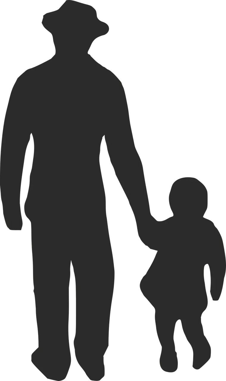 Silhouette of Adult and Child Holding Hands