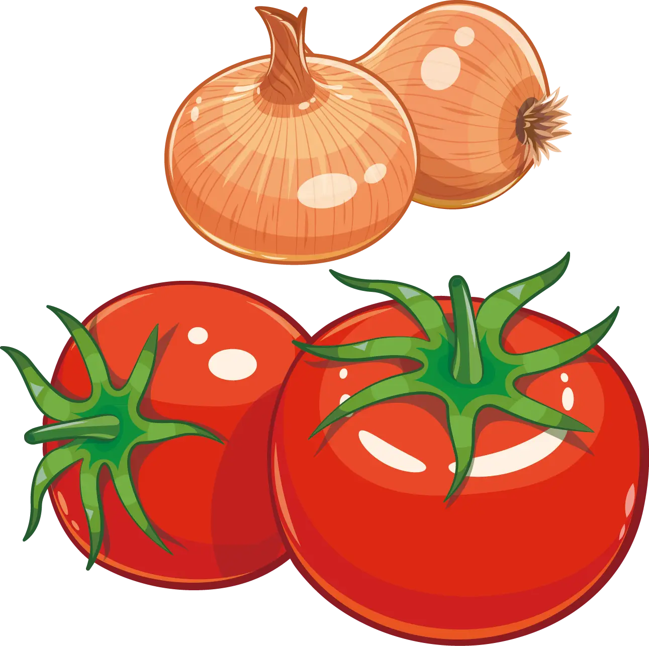 Fresh Tomatoes and Onions Illustration