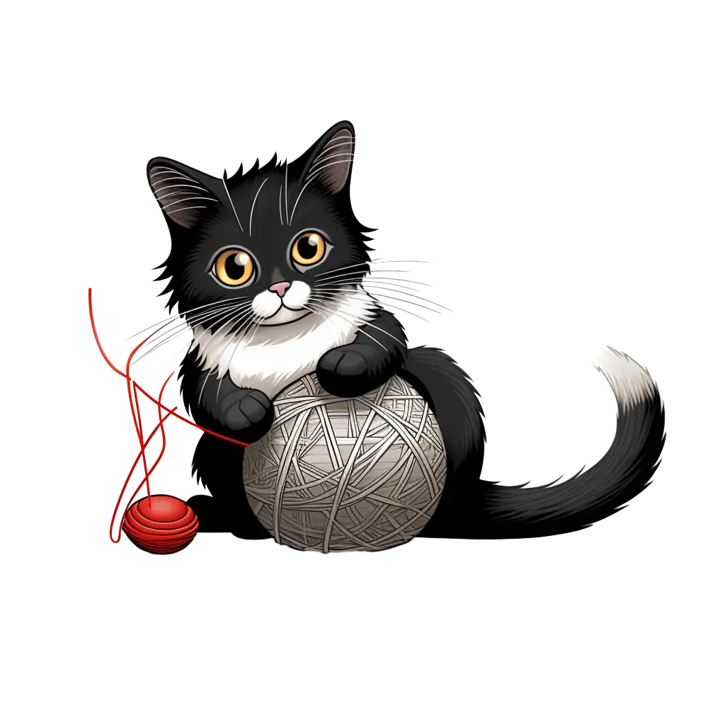 Playful Cat with Yarn