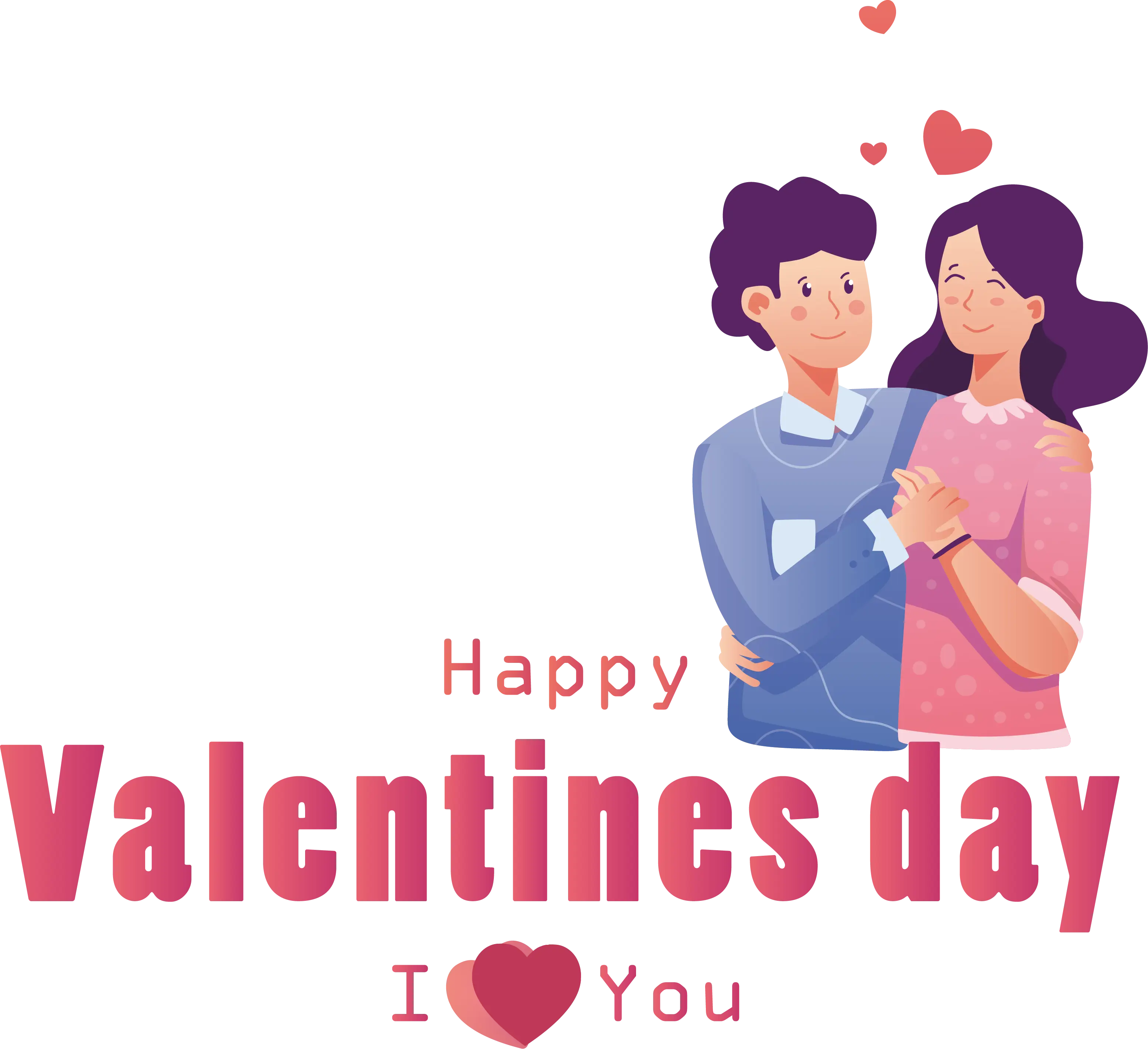 Valentine&#039;s Day Couple Illustration with Love Elements