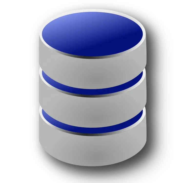 3D Database Icon with Blue and White Design