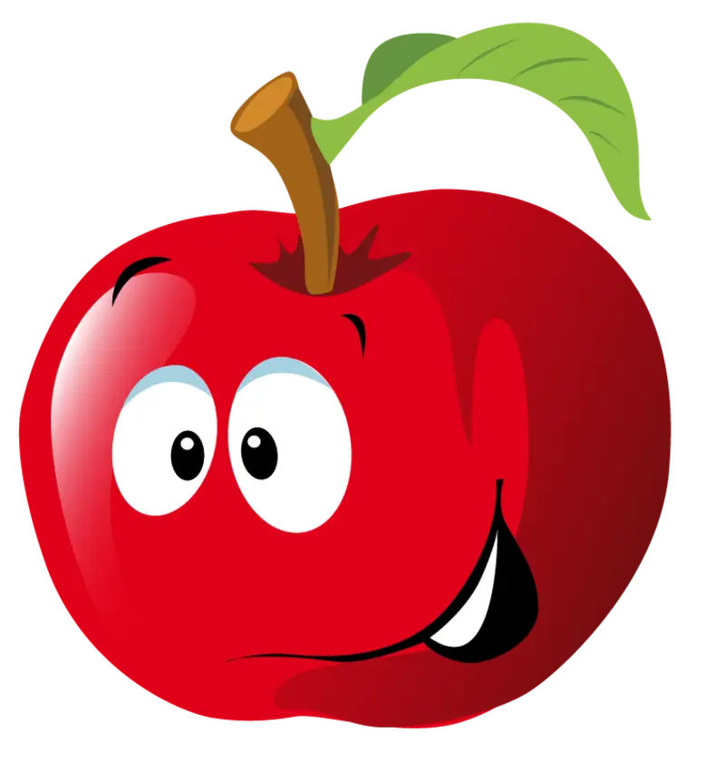Cartoon Red Apple with a Smiley Face