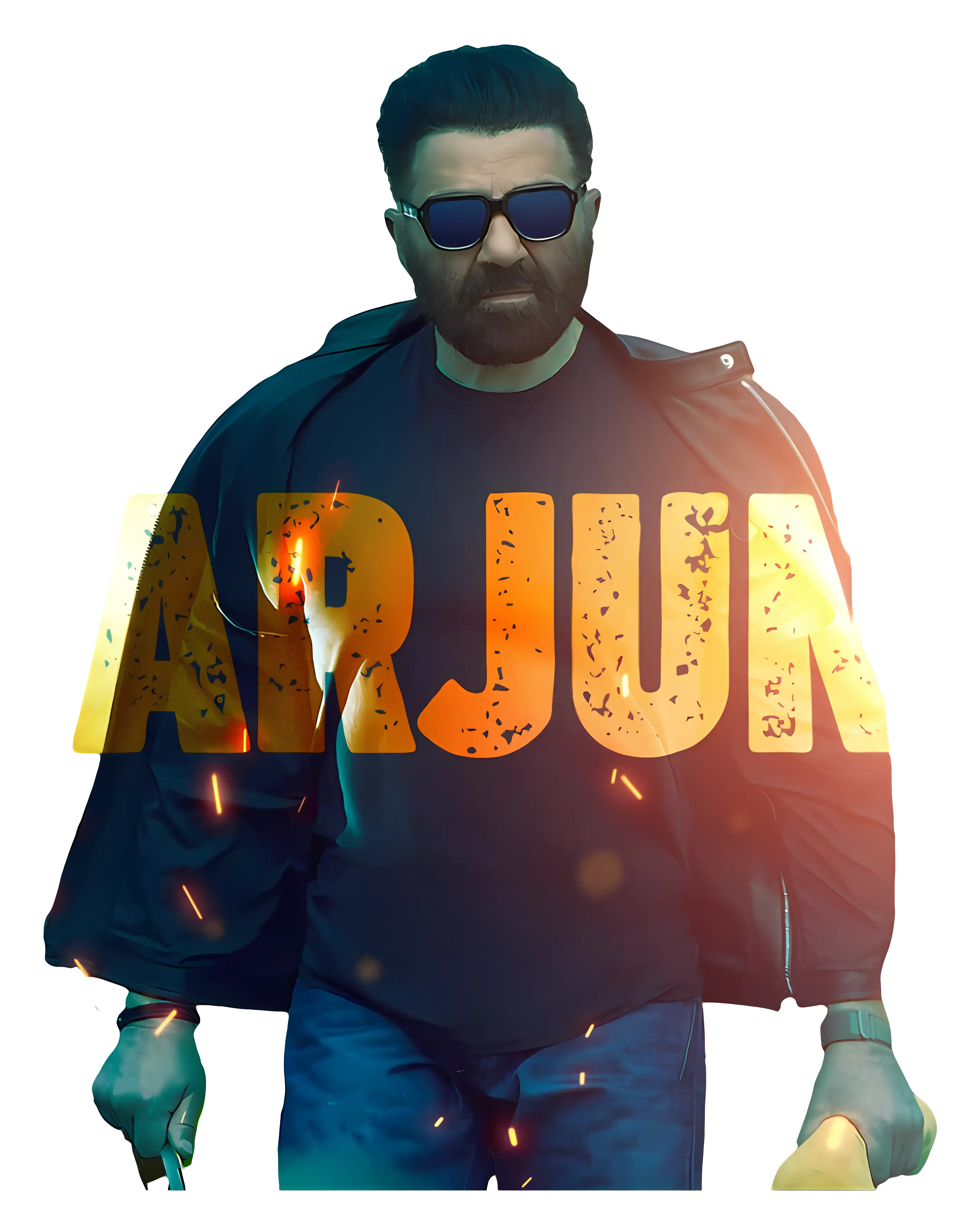 Person with ARJUN Text