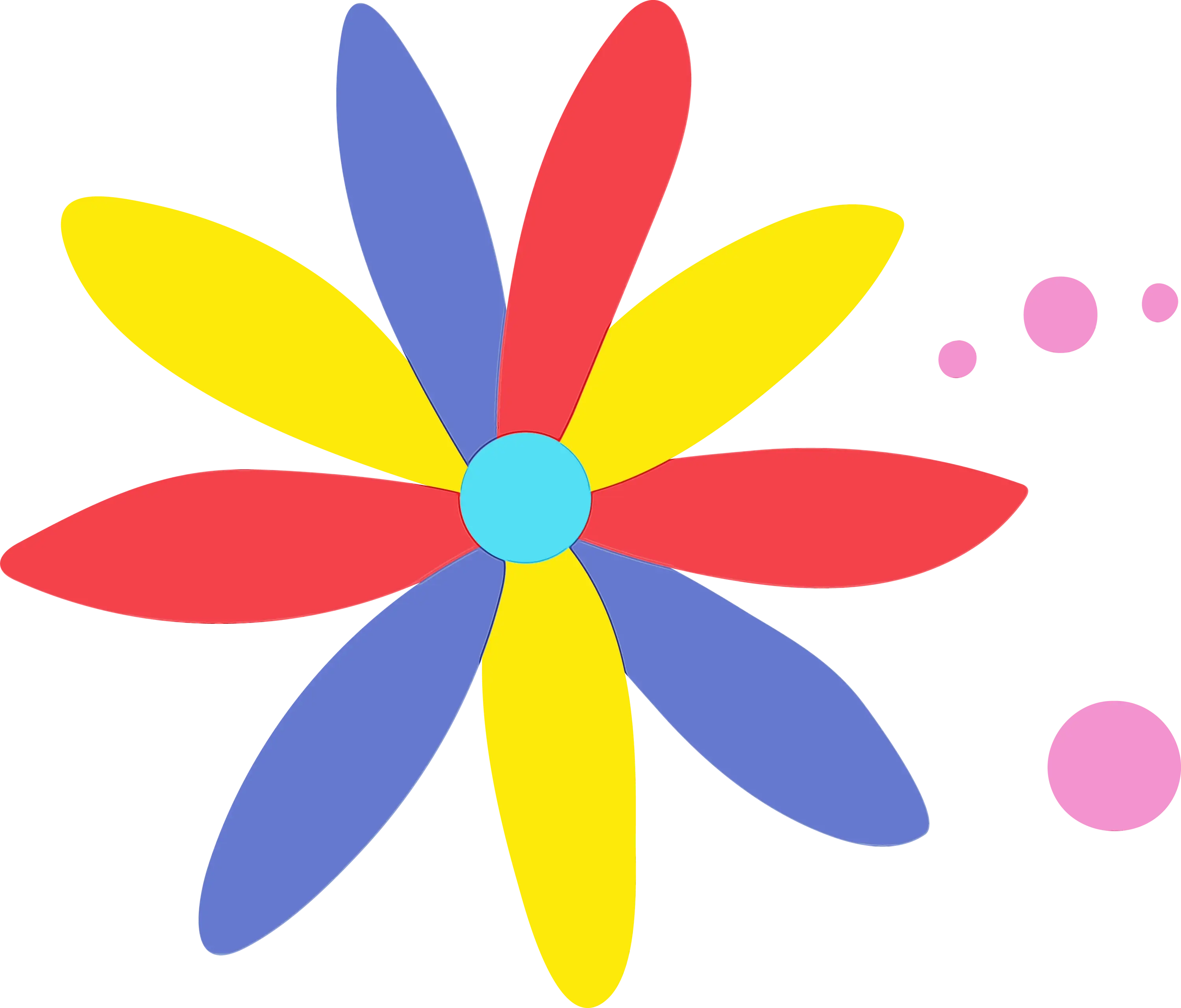 Rainbow Cartoon Flower with Colorful Petals
