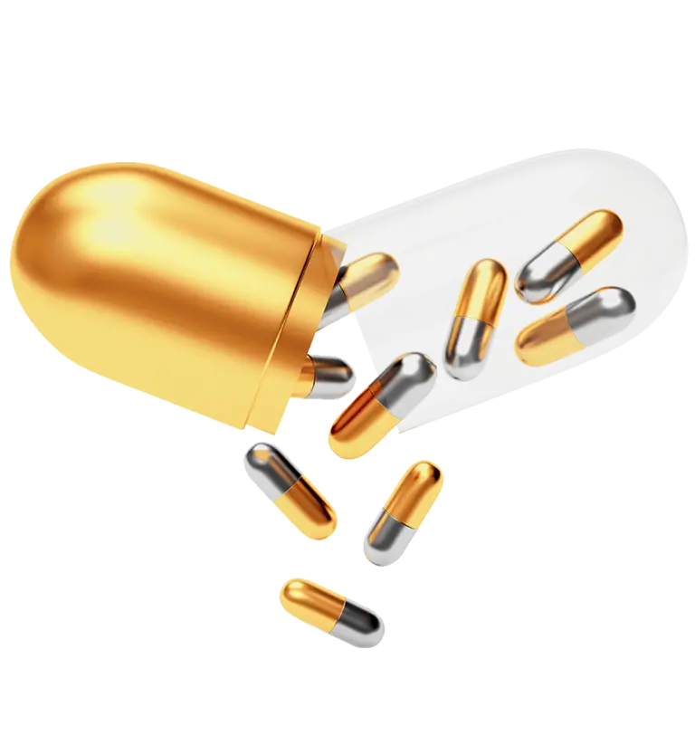 Gold and Silver Capsule with Pellets