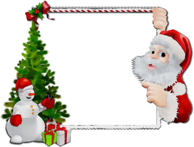 Christmas Frame with Santa Claus and Snowman