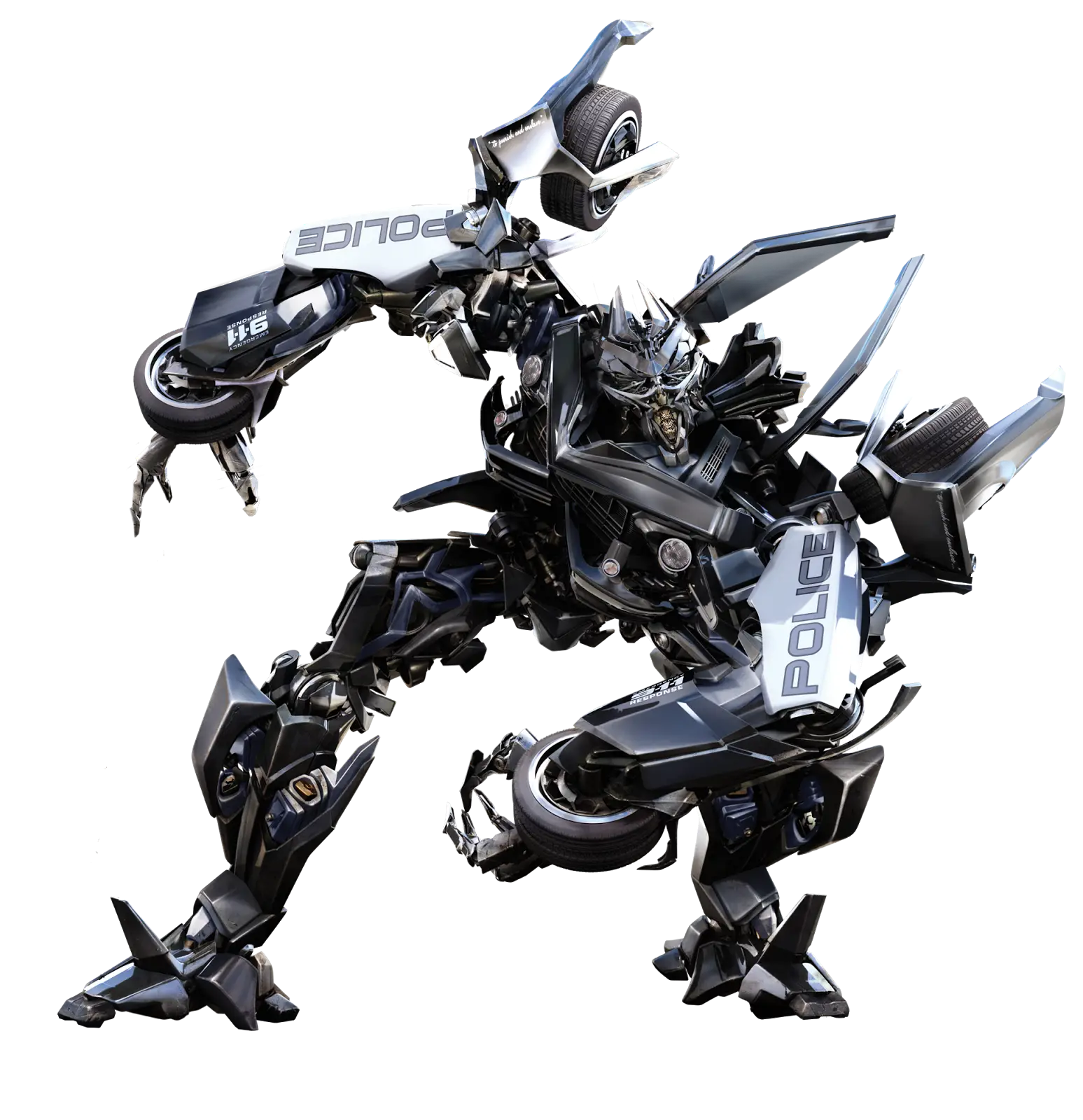 Black Police Robot with Futuristic Design