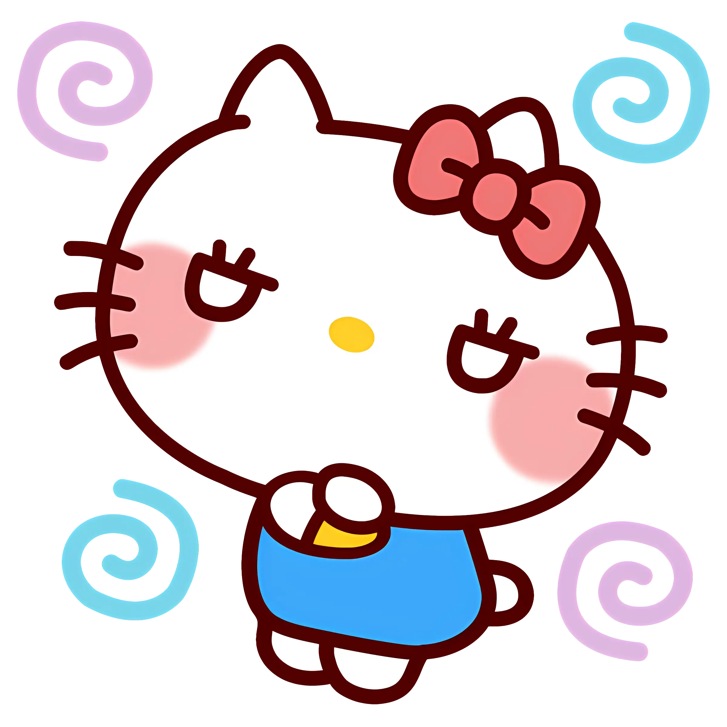 Cute Hello Kitty Cartoon Illustration with Bow