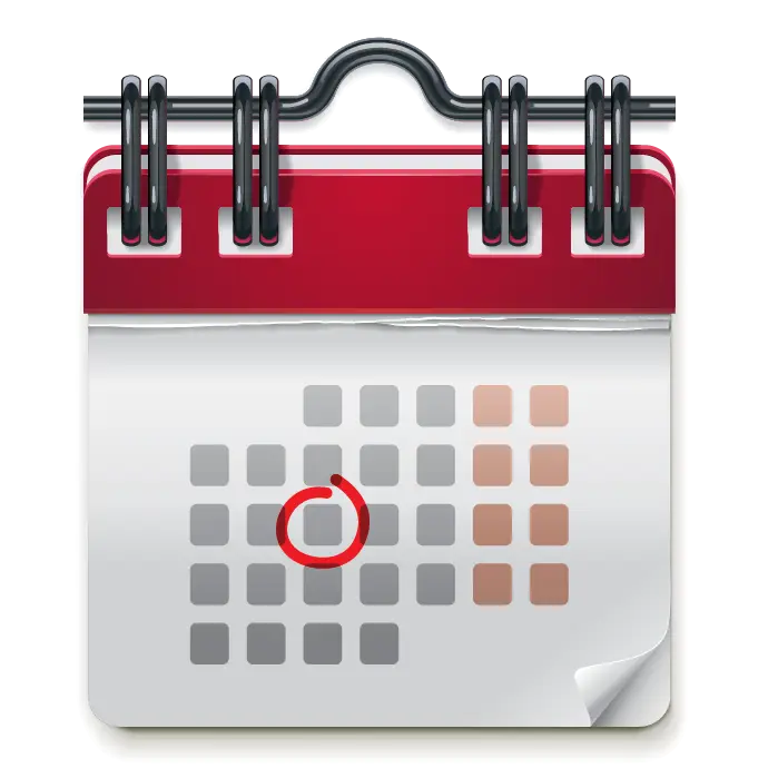 Modern Calendar Icon with Red Mark