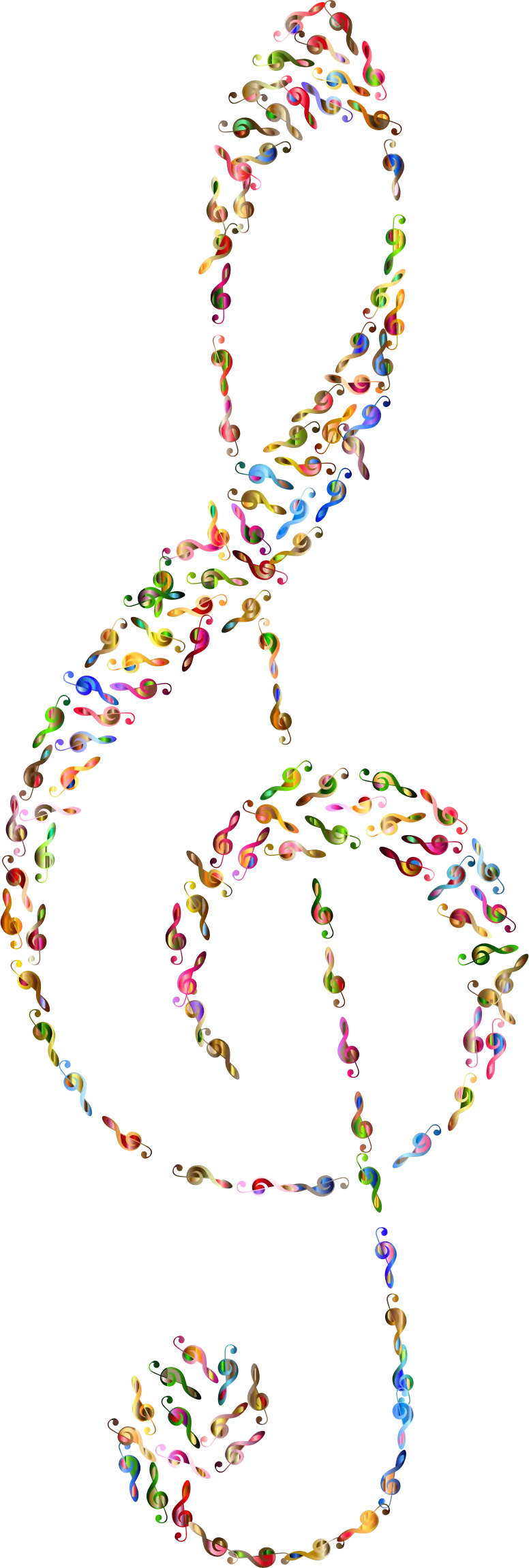 Colorful Treble Clef Made of Musical Notes