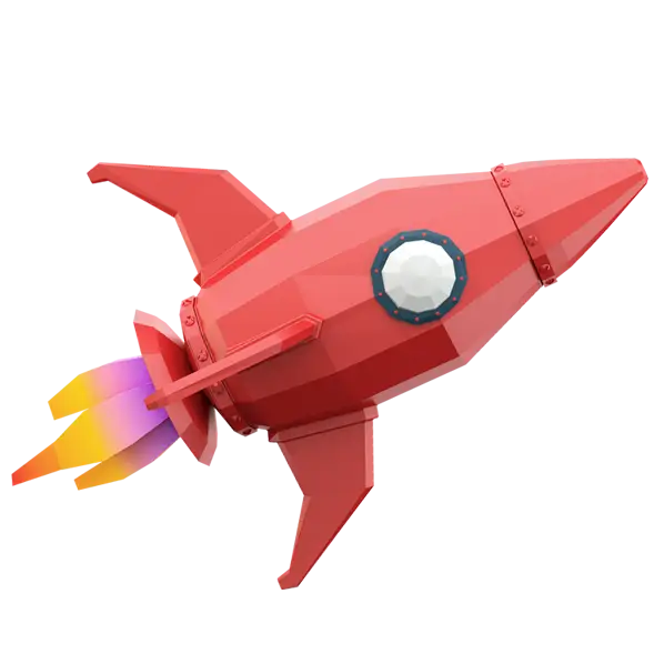Red Rocket Taking Off with Vibrant Flames