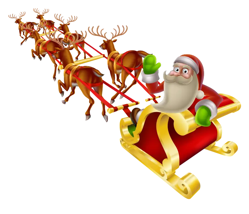 Santa Claus on Sleigh with Reindeer