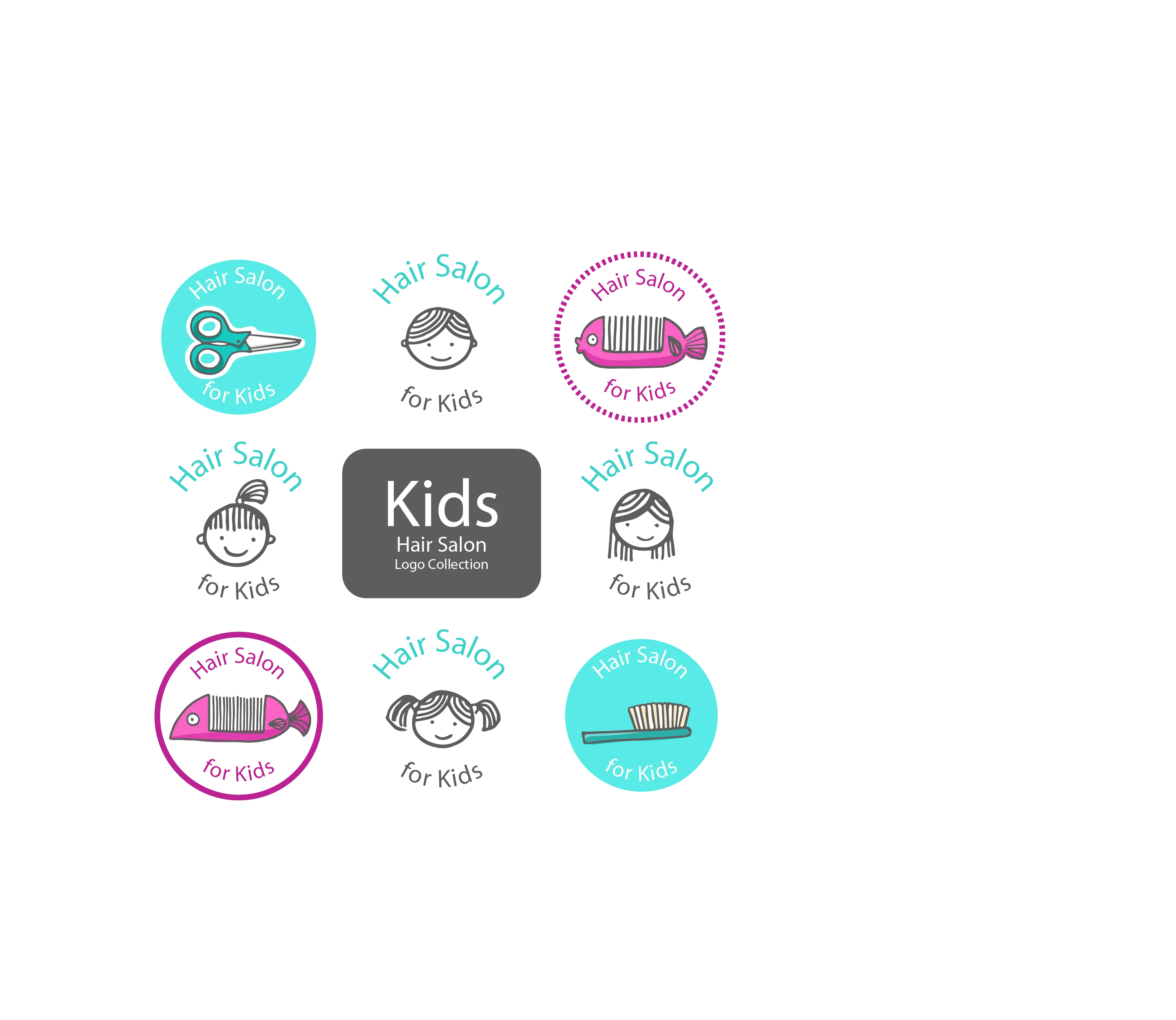 Kids Hair Salon Logo Collection