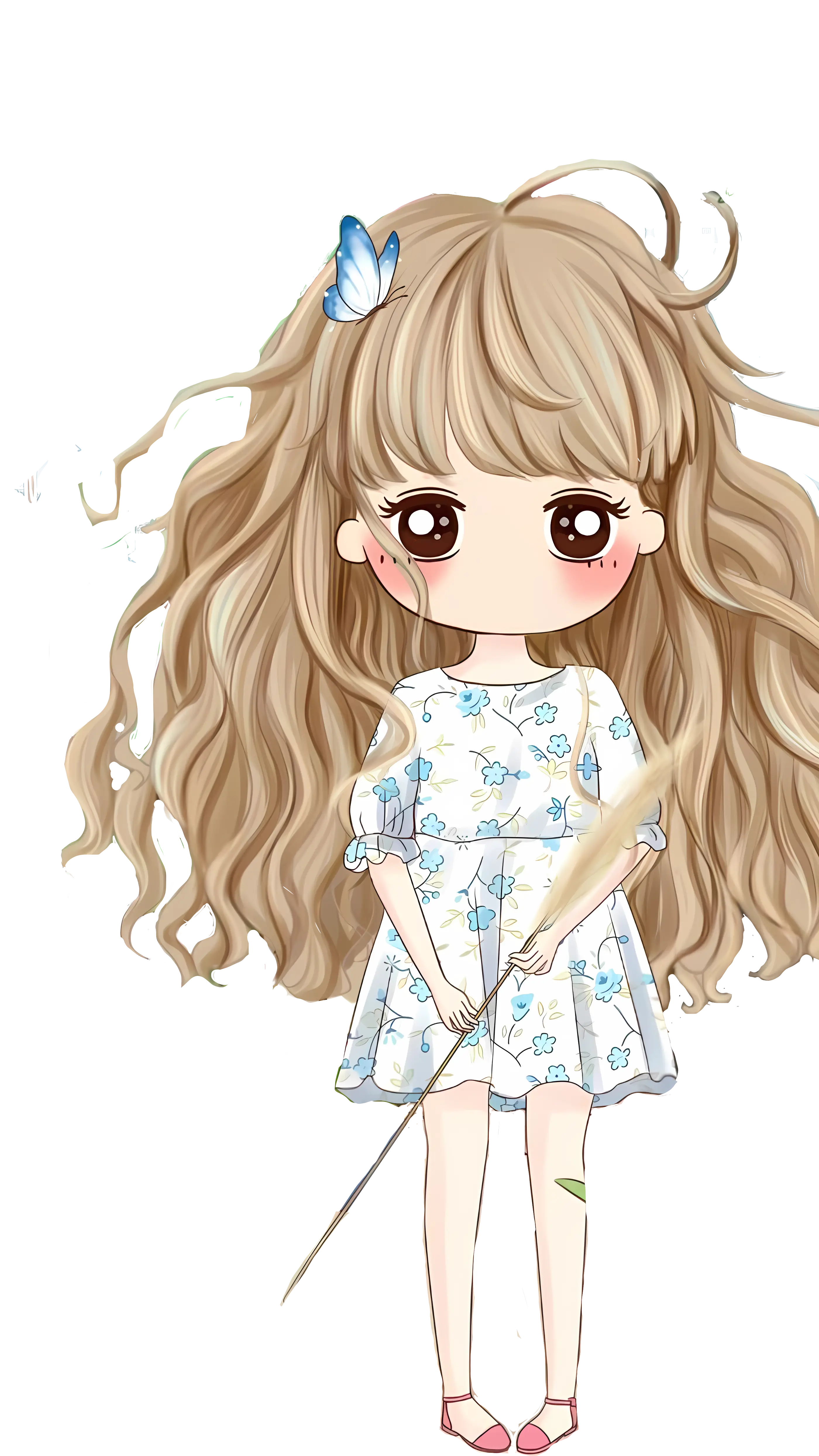 Cute girl with long hair and dress