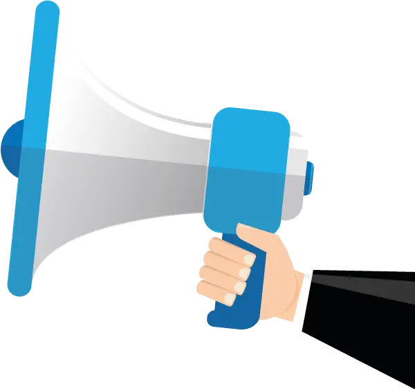 Blue and White Megaphone Icon for Announcements